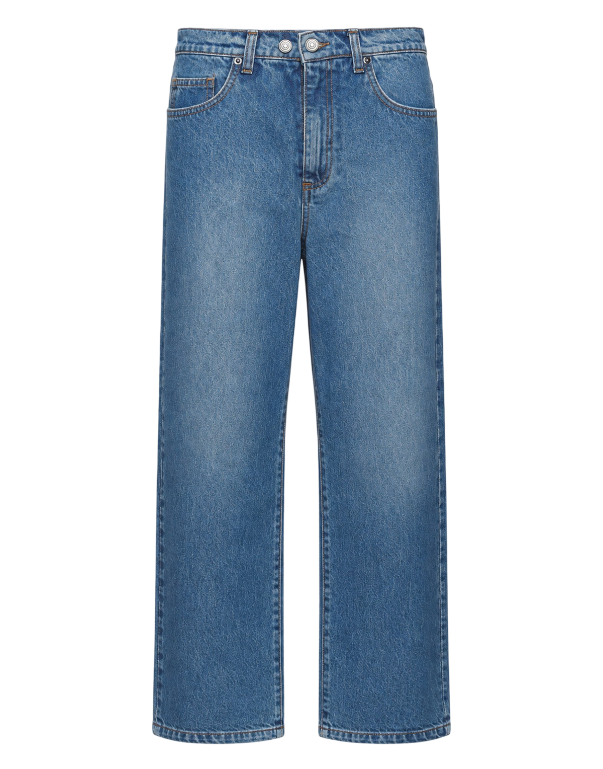 Pantalon large court unisexe en denim délavé