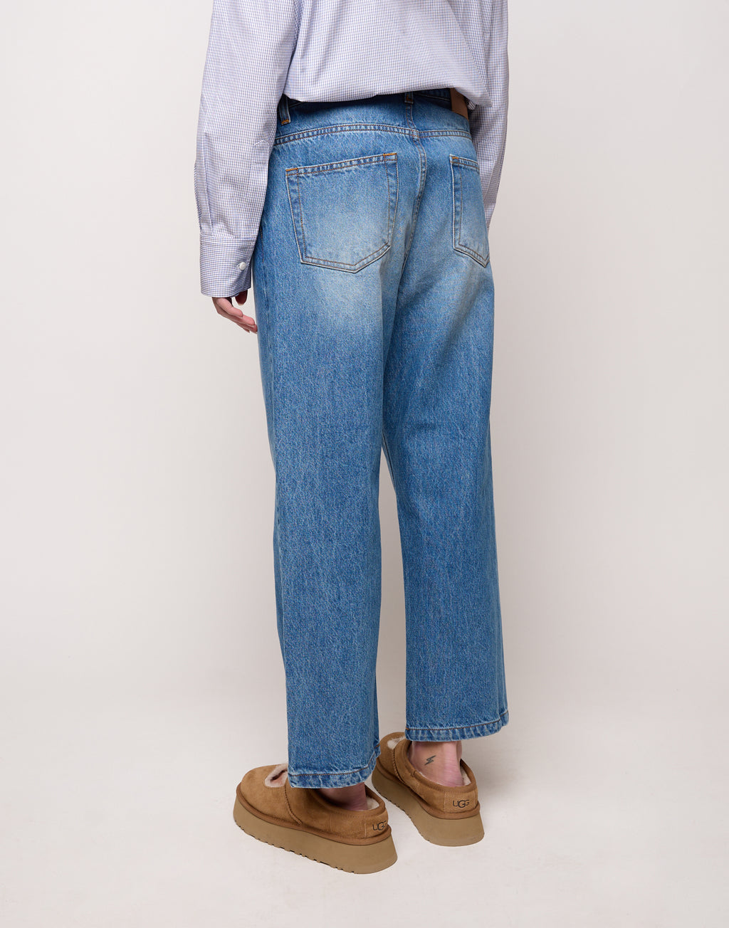 Pantalone Ampio Cropped Genderless in Denim Washed