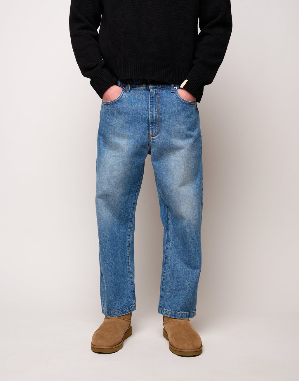 Pantalone Ampio Cropped Genderless in Denim Washed