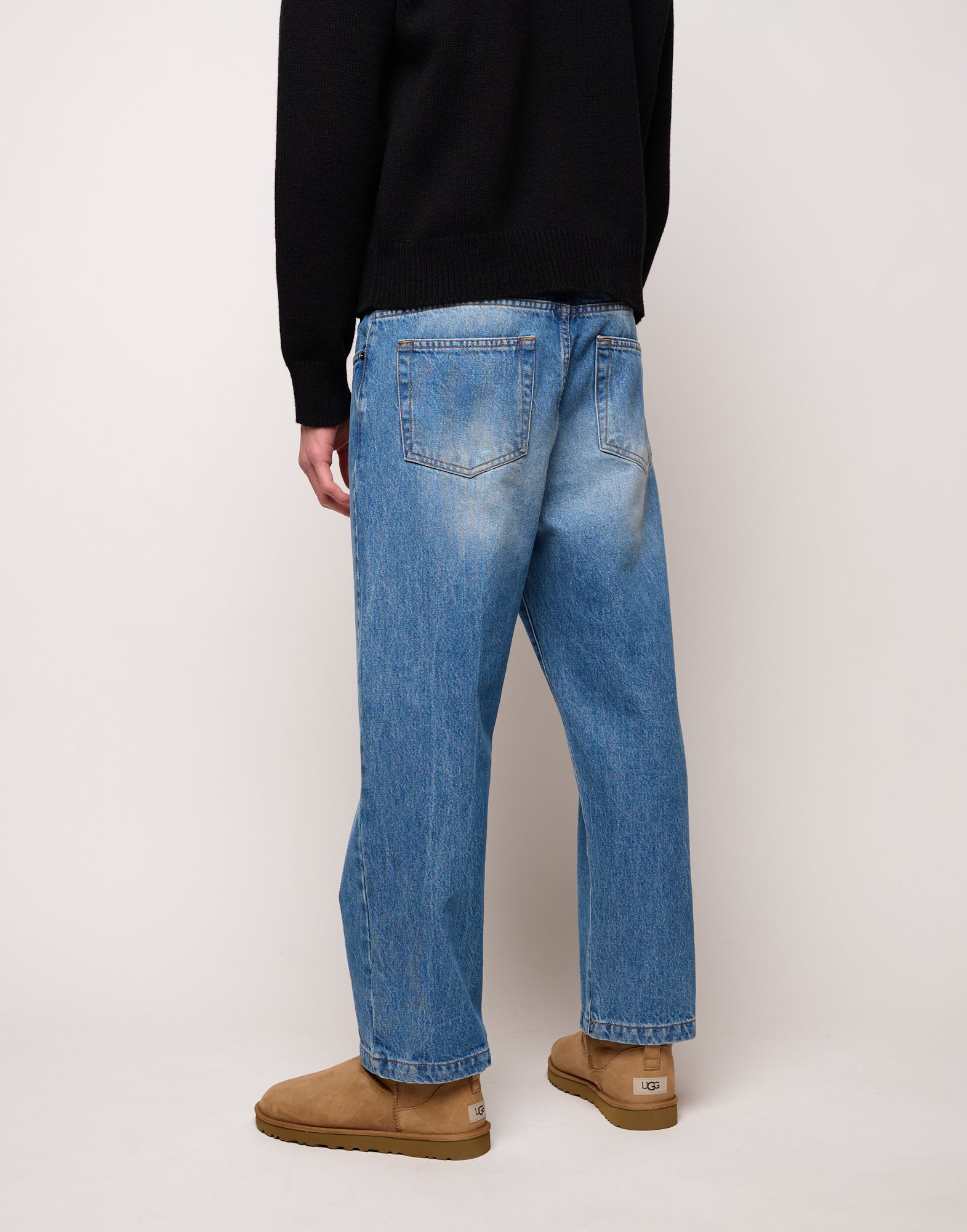 Pantalone Ampio Cropped Genderless in Denim Washed