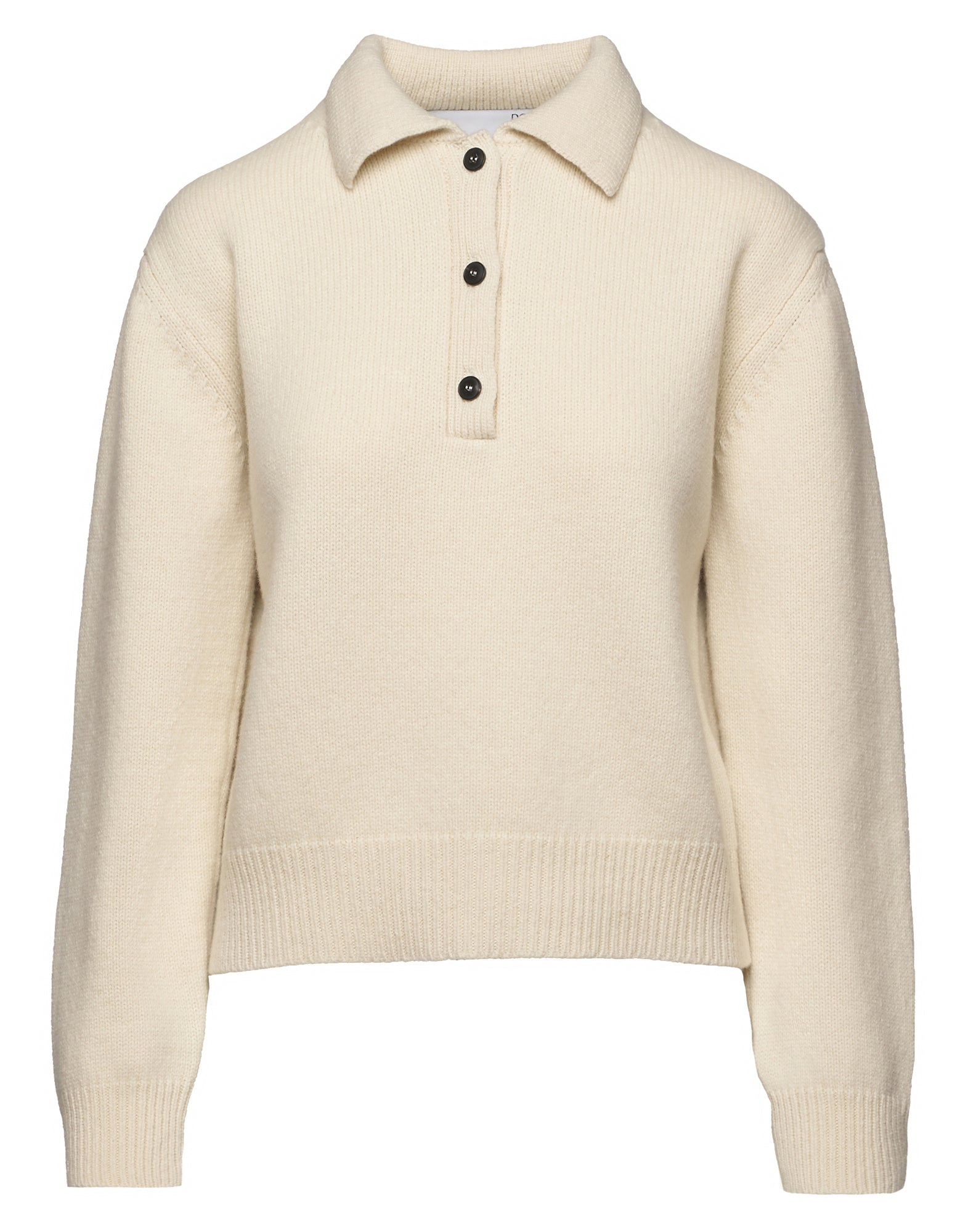 Maglia Polo Cropped in Lana e Cashmere Panna