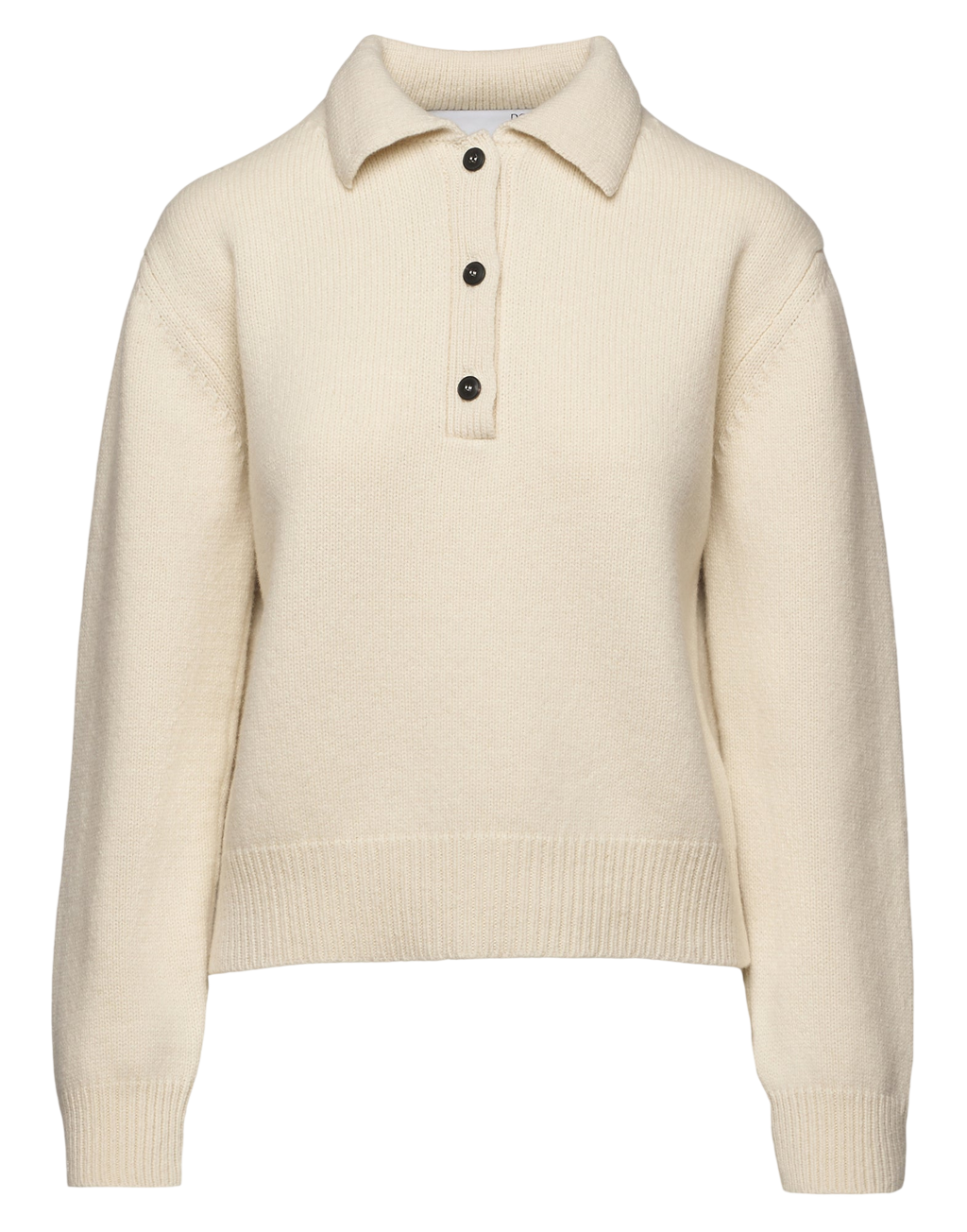 Polo cropped en laine et cachemire crème