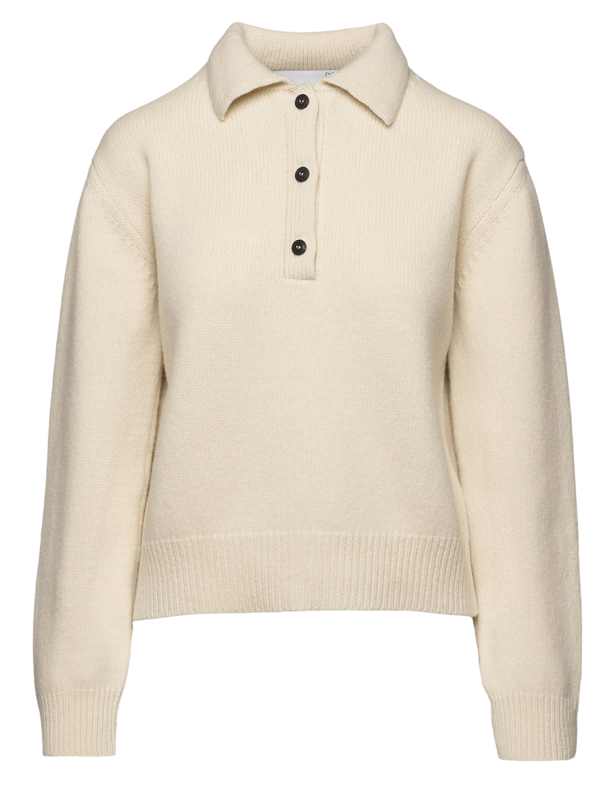 Cream Wool and Cashmere Cropped Polo Shirt