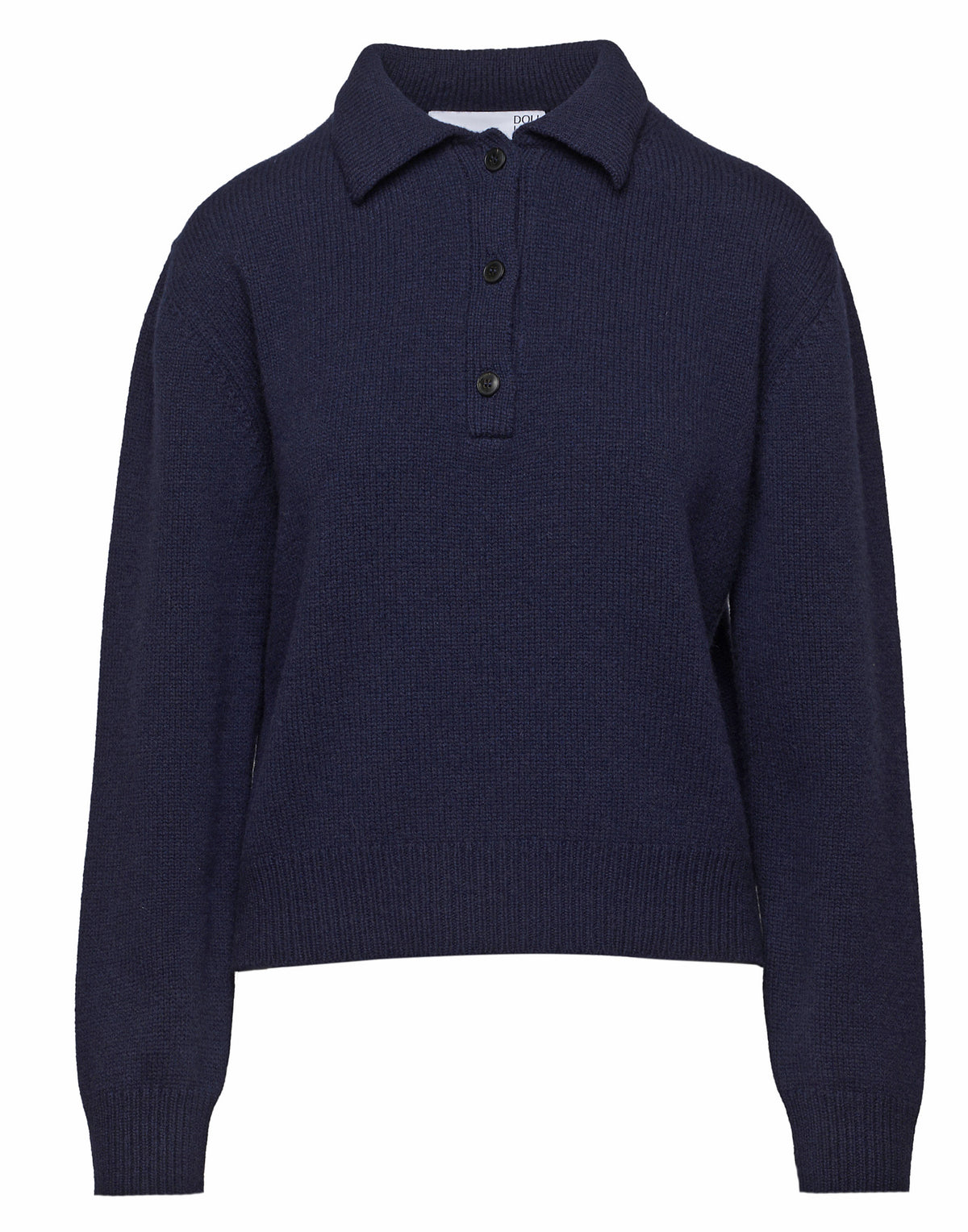 Maglia Polo Cropped in Lana e Cashmere Oltremare