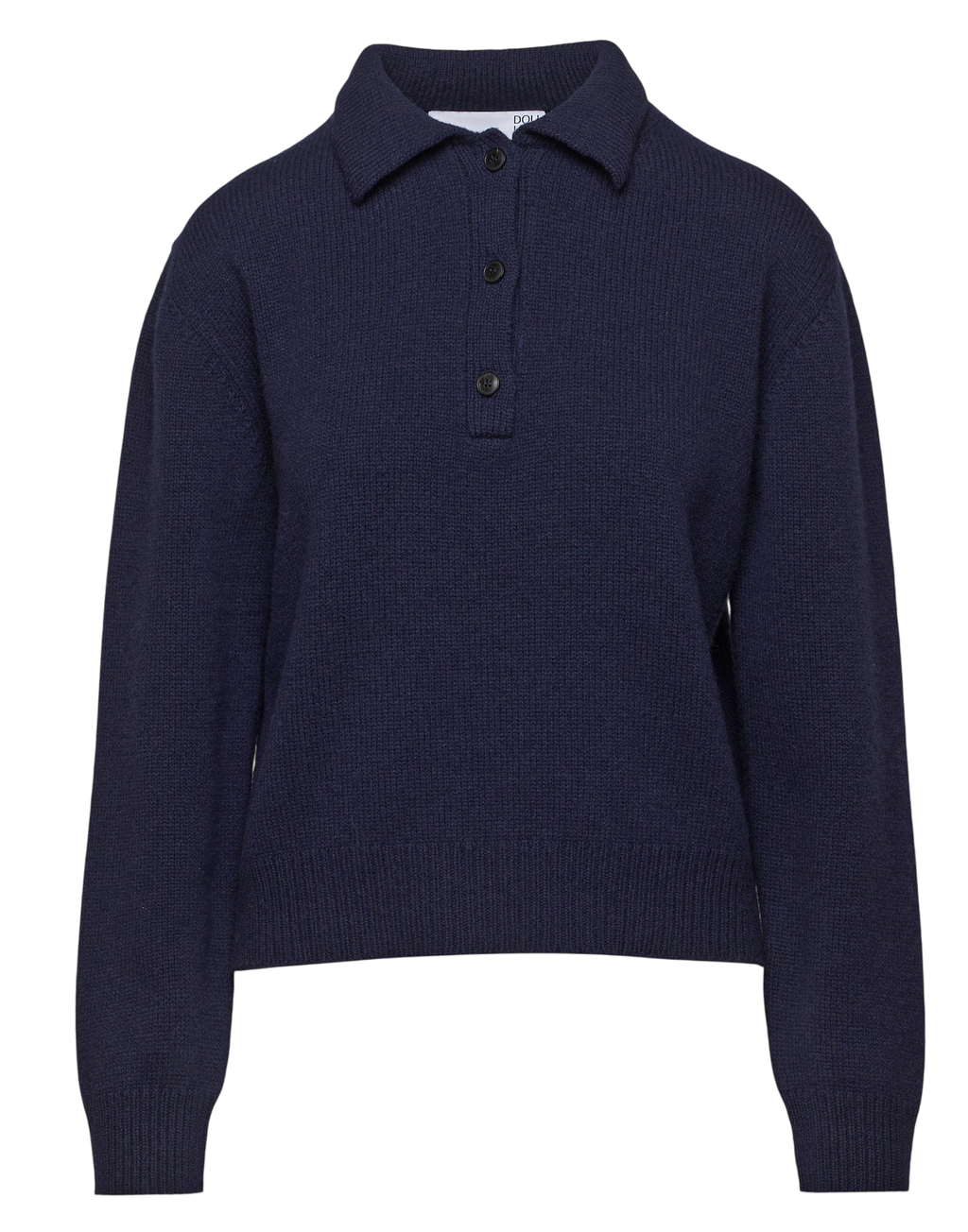 Ultramarine Wool and Cashmere Cropped Polo Shirt