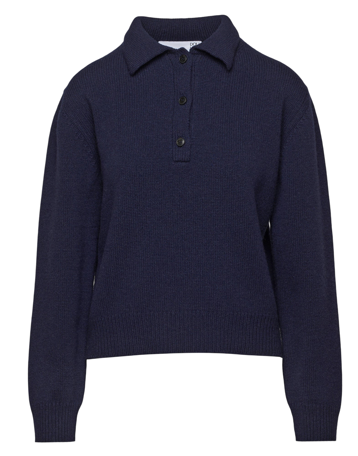 Ultramarine Wool and Cashmere Cropped Polo Shirt
