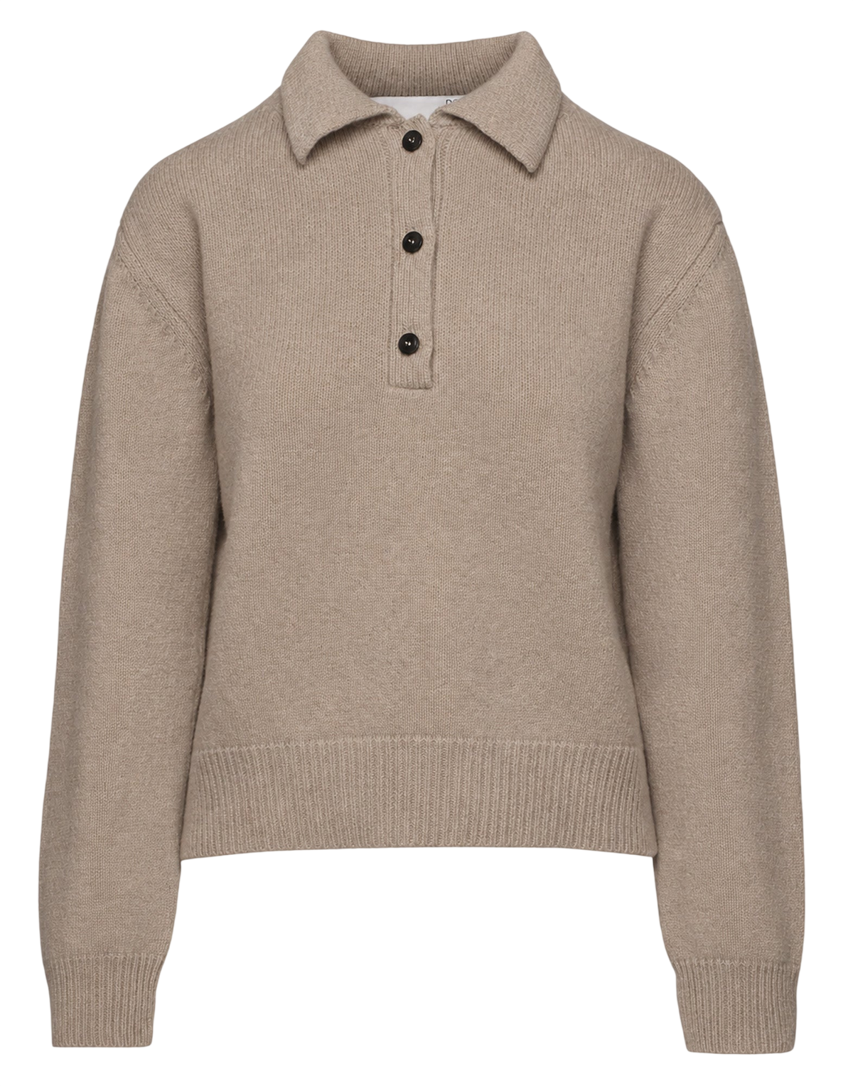 Taupe Wool and Cashmere Cropped Polo Shirt