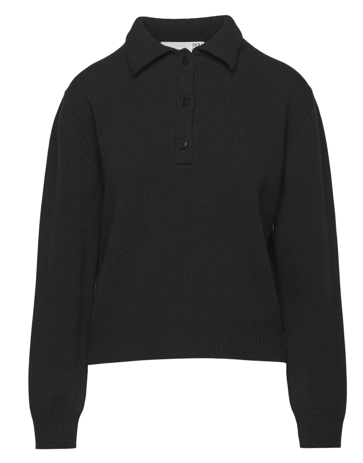 Black Wool and Cashmere Cropped Polo Shirt