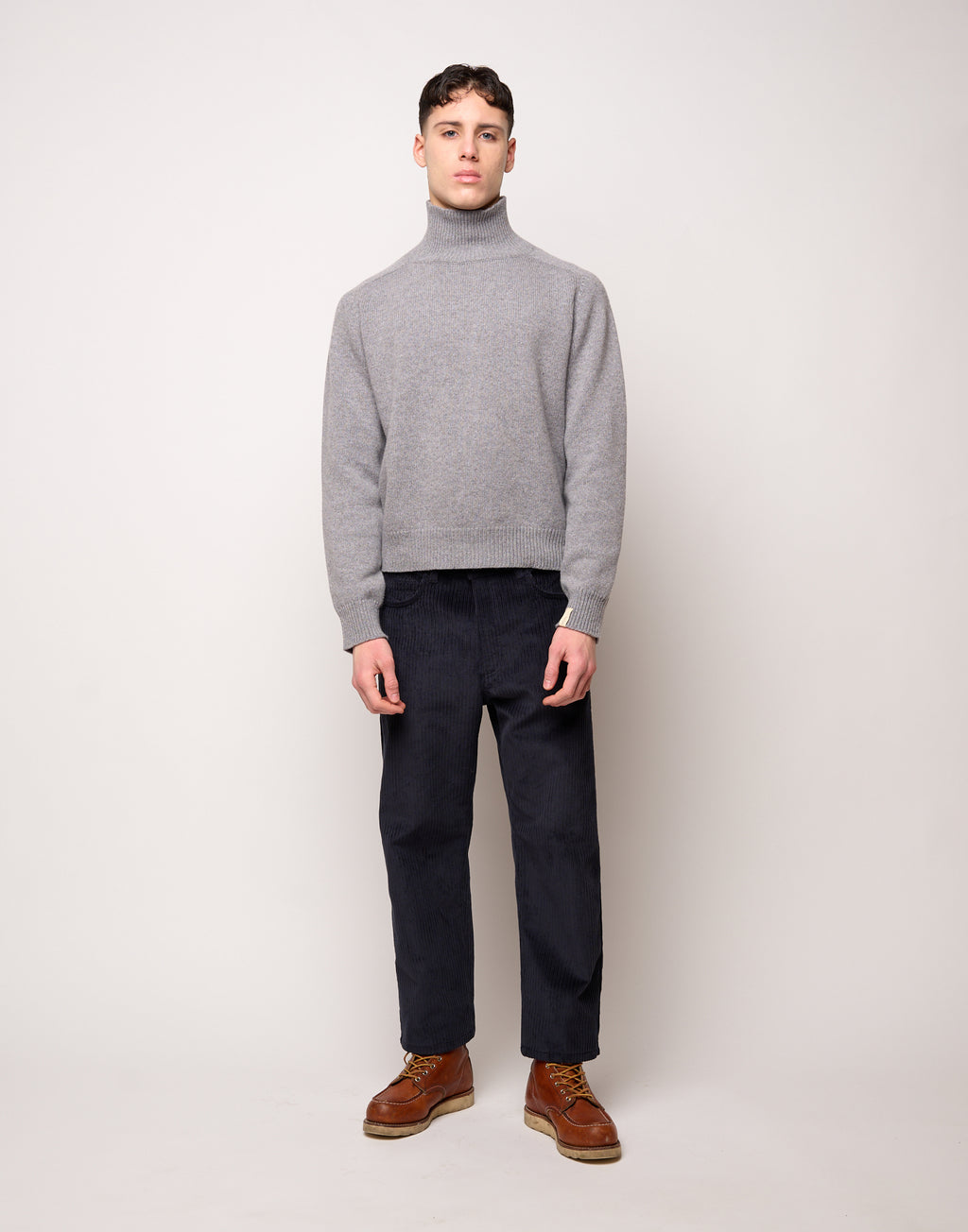Maglia Collo Alto Genderless in Lana e Cashmere Fumo Melange