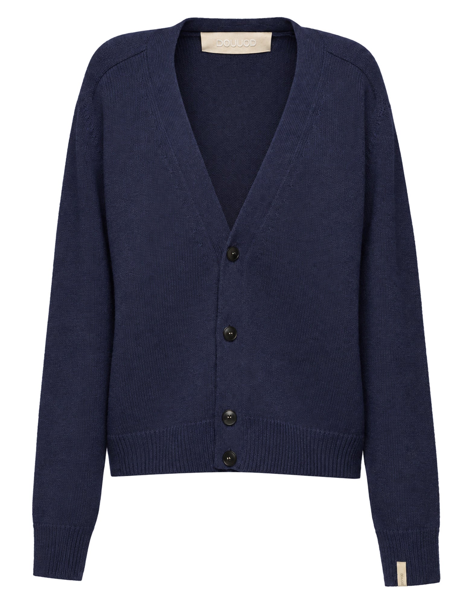 Cardigan Genderless con Scollo a V e Maniche Raglan in Lana e Cashmere Oltremare