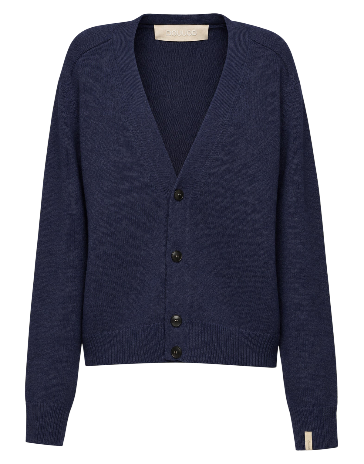 Cardigan Genderless con Scollo a V e Maniche Raglan in Lana e Cashmere Oltremare