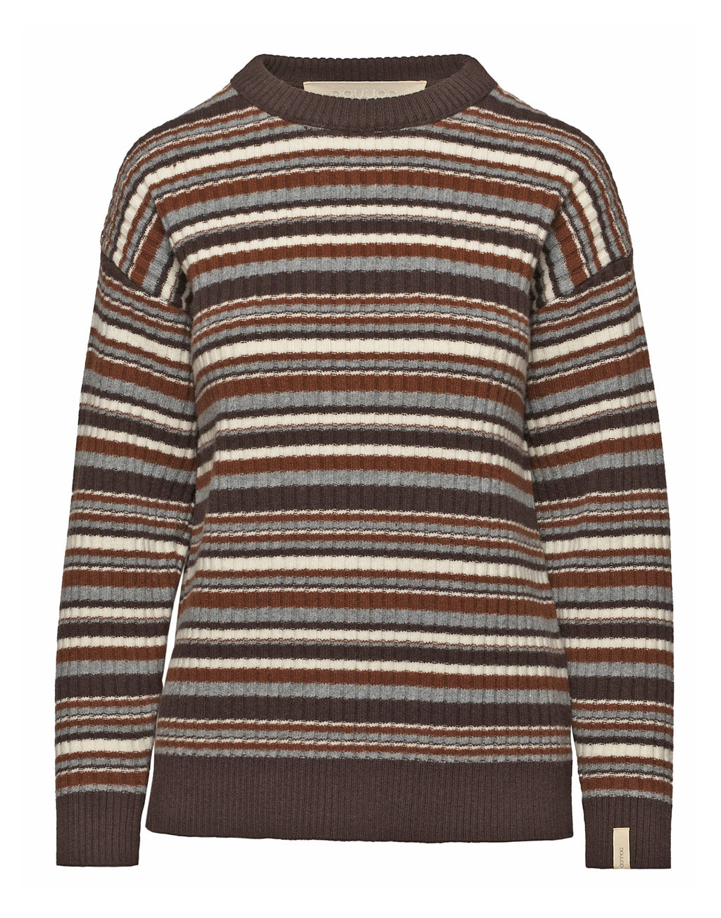 Maglia Girocollo Multirighe Genderless in Lana Superfine