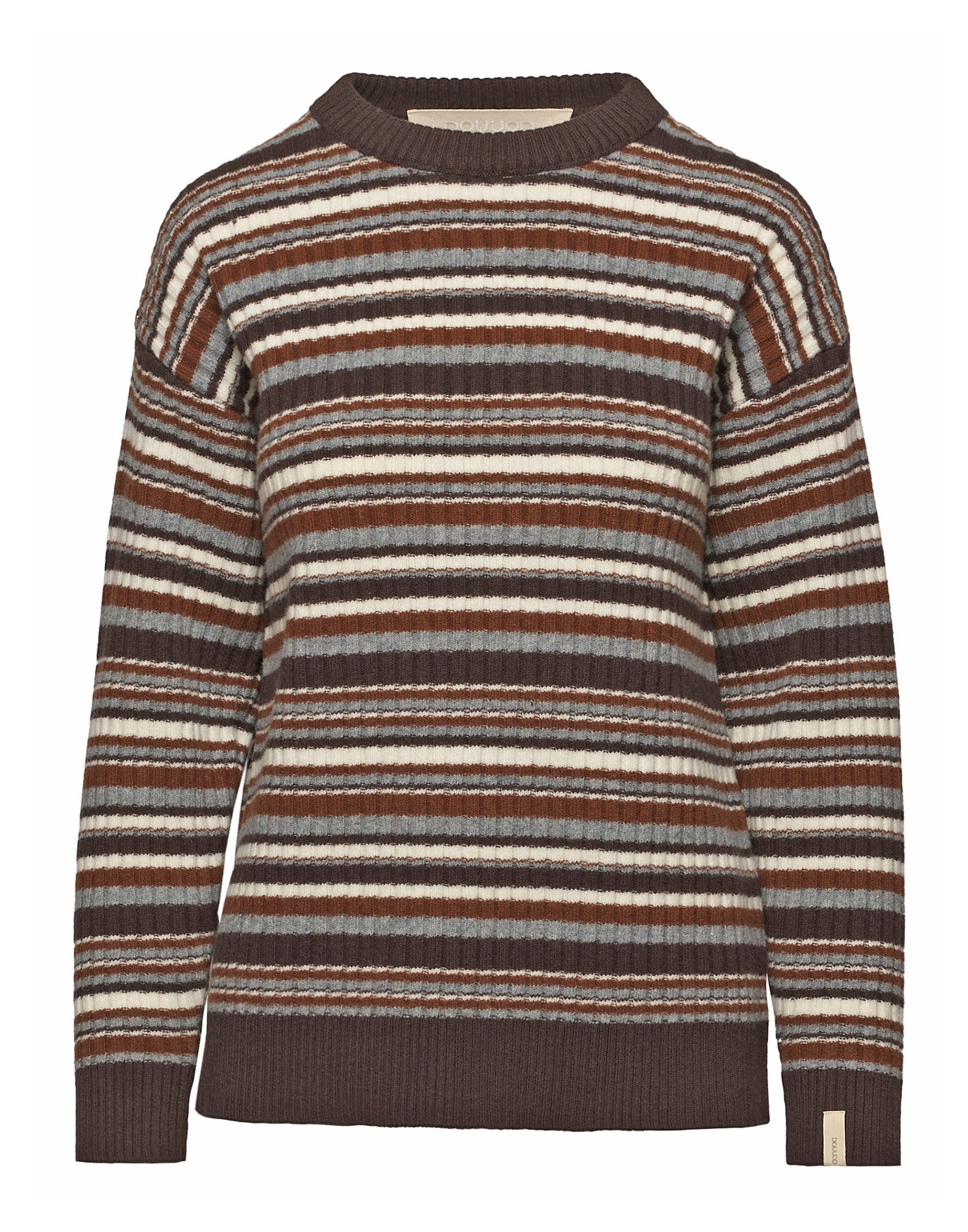 Maglia Girocollo Multirighe Genderless in Lana Superfine