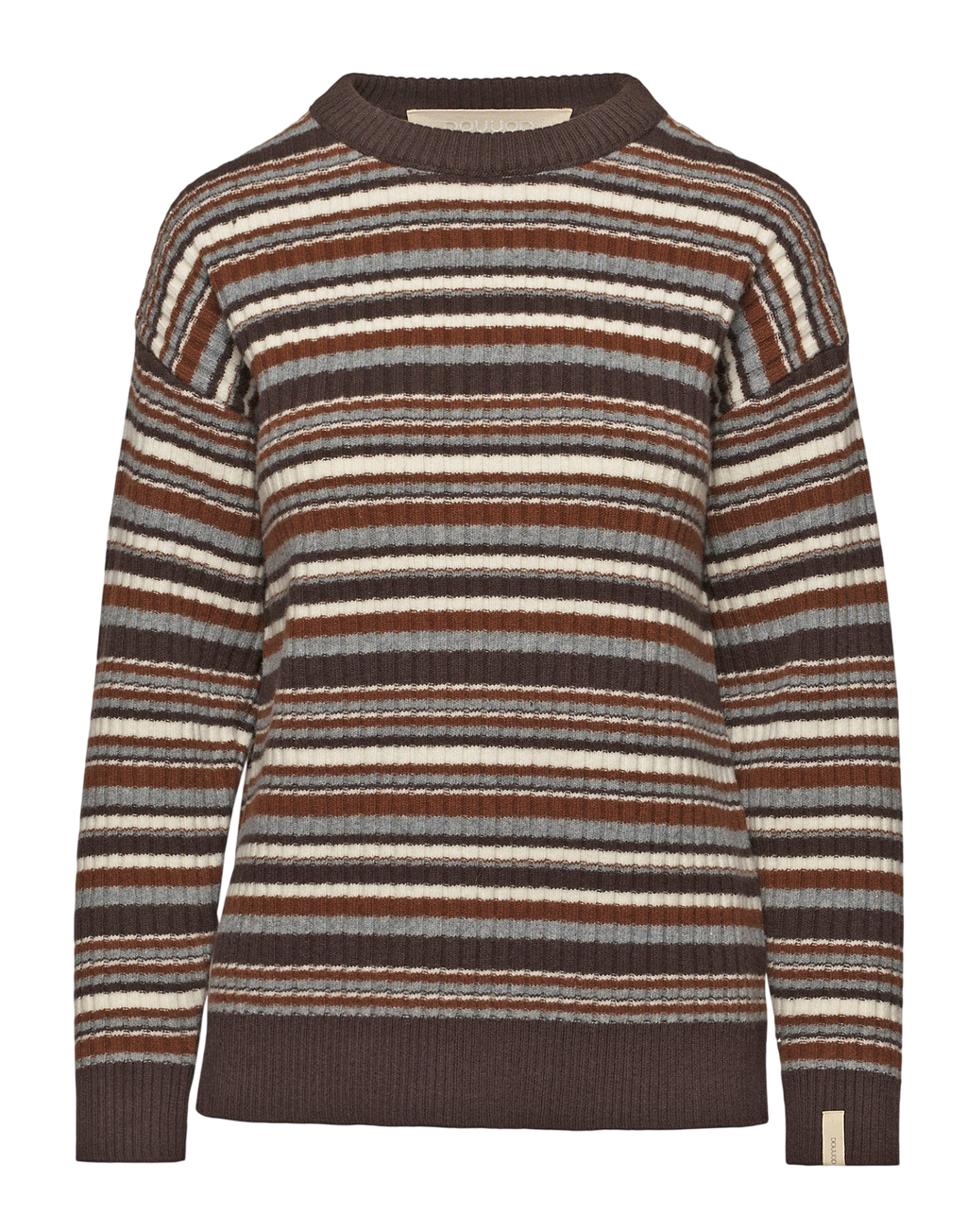 Pull ras-du-cou à rayures, unisexe, en laine superfine