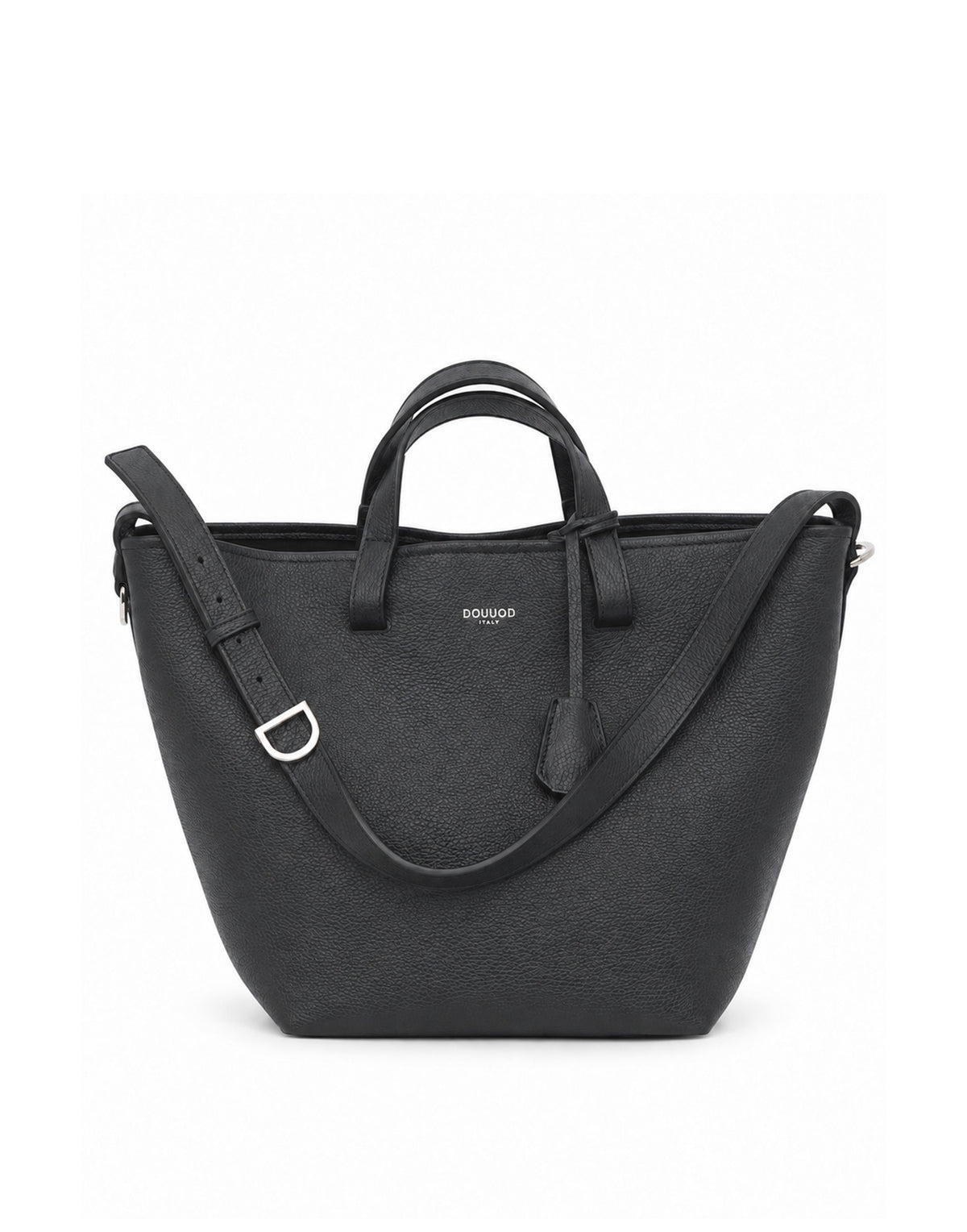 Borsa Shopping Giulia in Pelle Martellata Nera