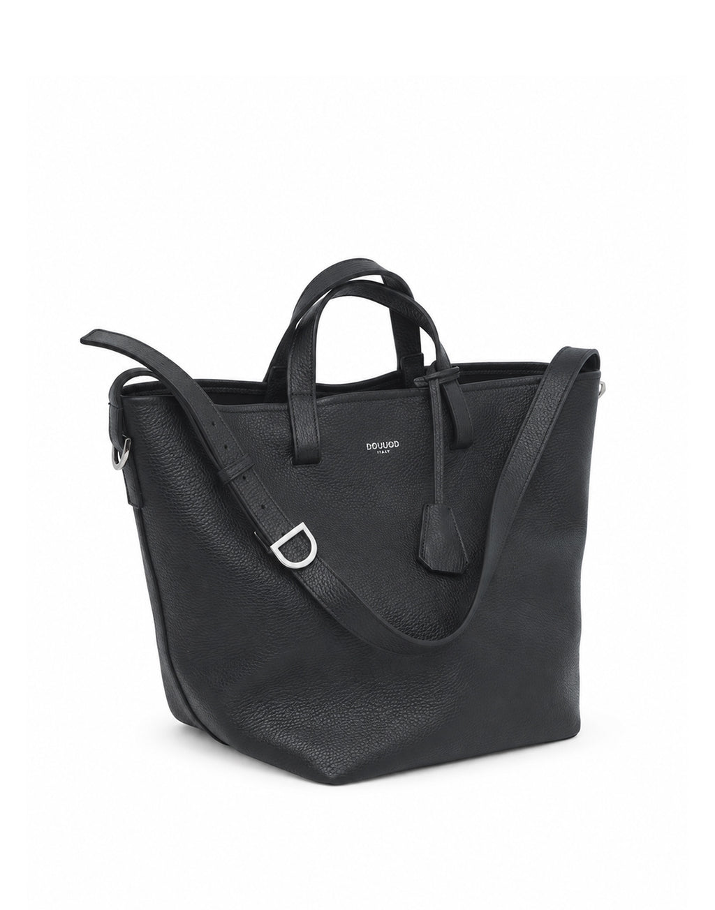 Borsa Shopping Giulia in Pelle Martellata Nera