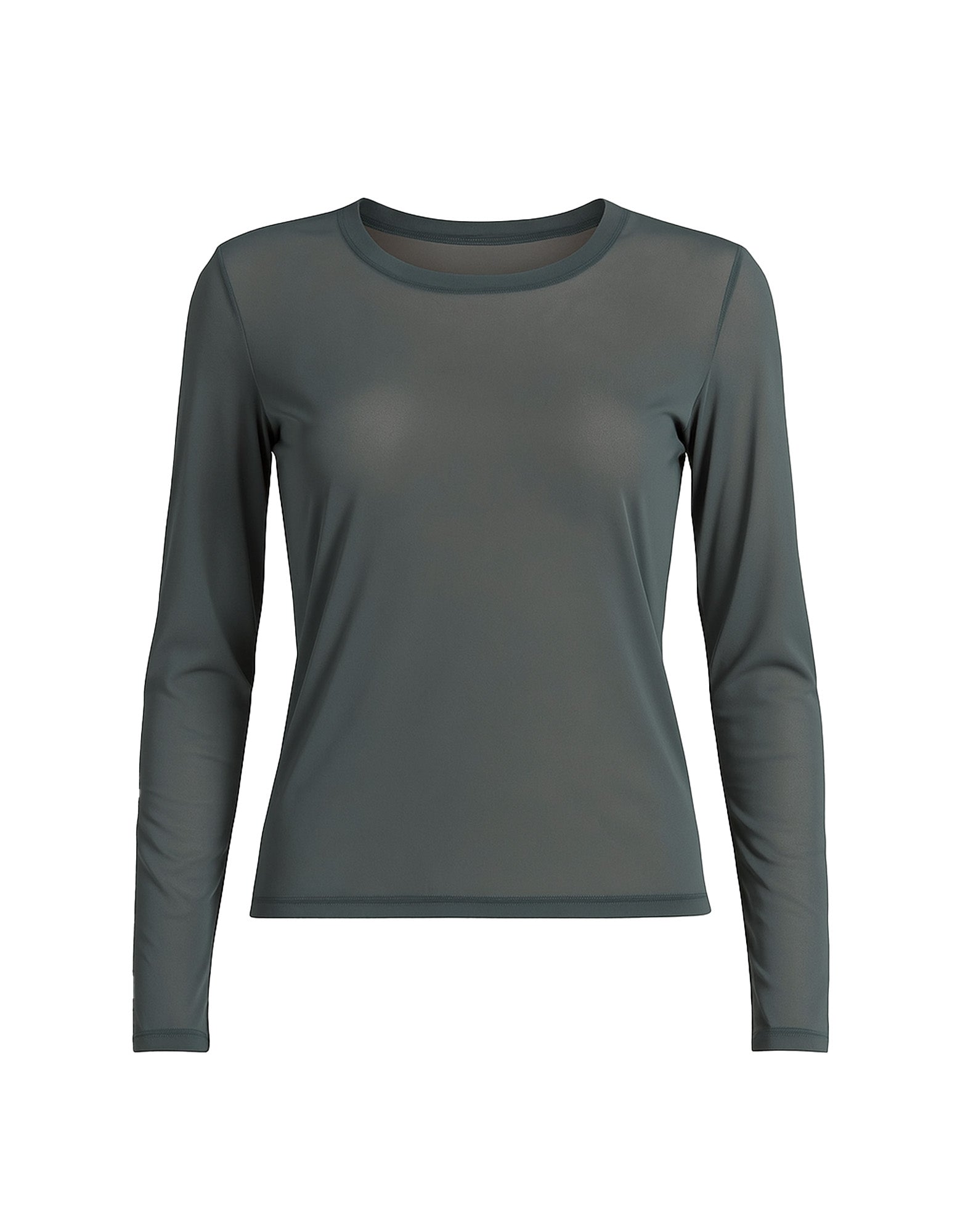 T-shirt Manica Lunga in Tulle Grigia