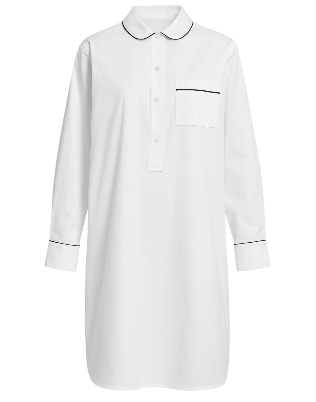 Poplin Shirt Dress with Contrast Piping