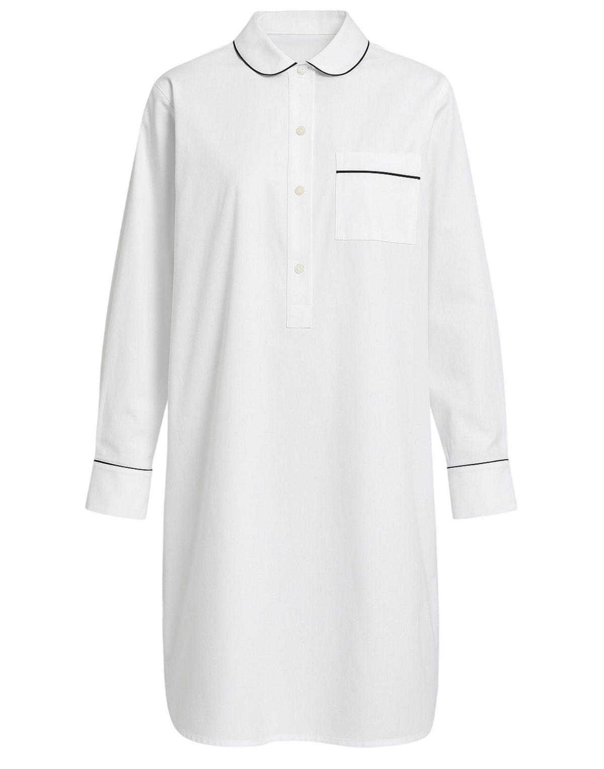 Poplin Shirt Dress with Contrast Piping