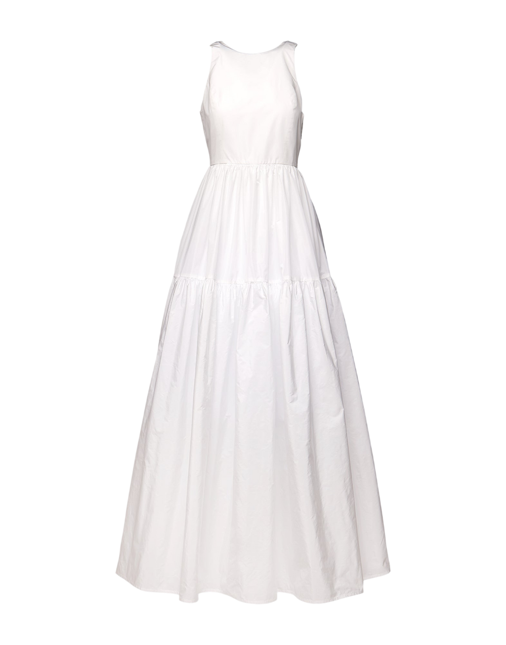 Long Dress with Ruffles and Porthole Back White