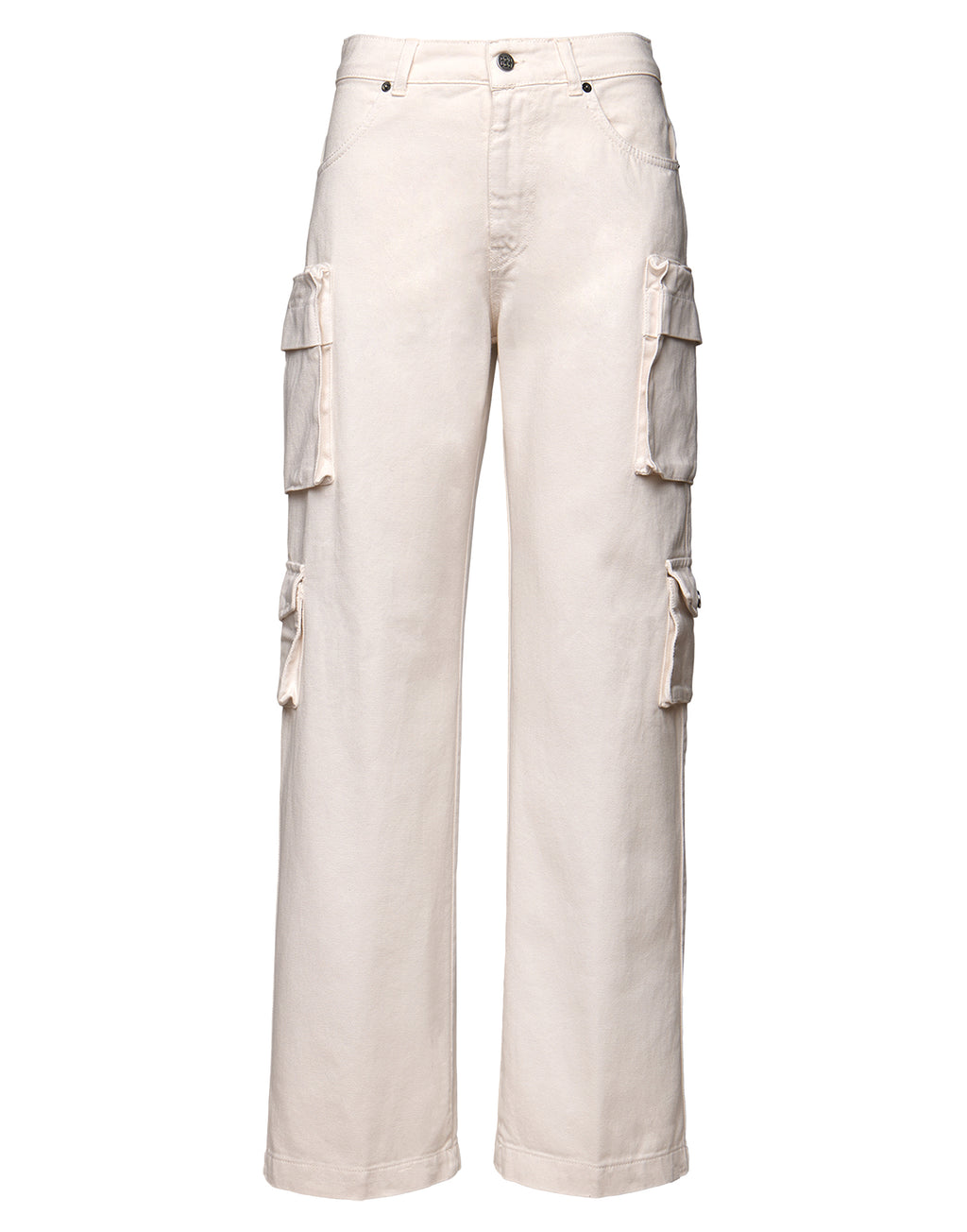 Pantalone Lungo Cargo in Bull Comfort Avorio