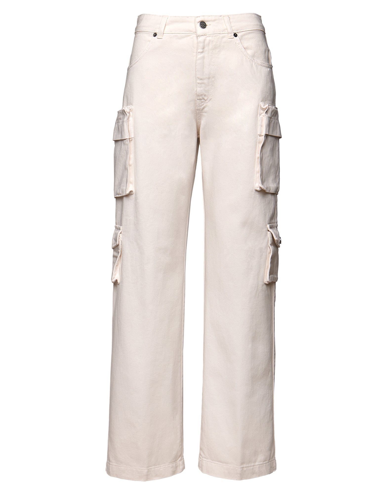 Pantalone Lungo Cargo in Bull Comfort Avorio