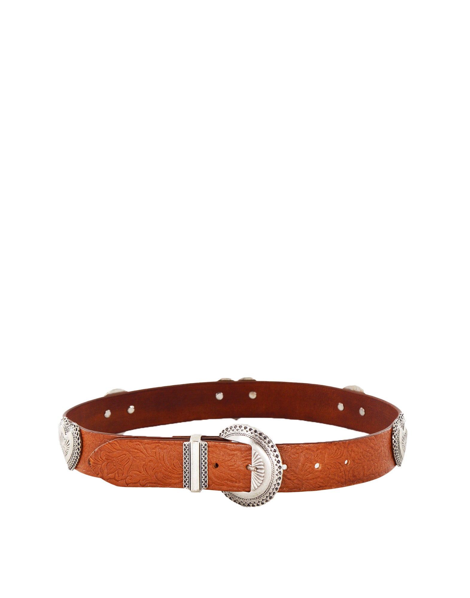 Cintura con Borchie Cuori Cuoio