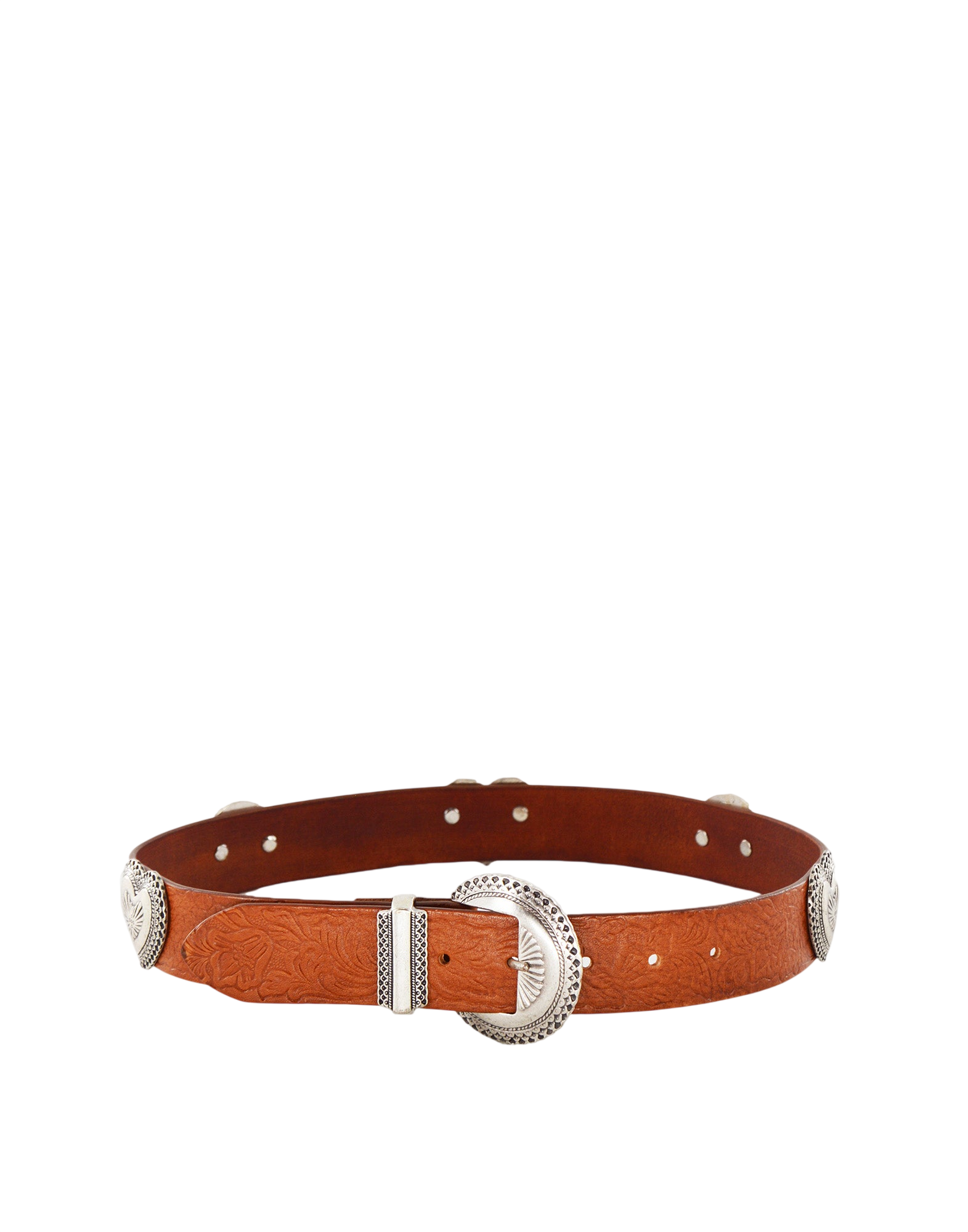 Cintura con Borchie Cuori Cuoio