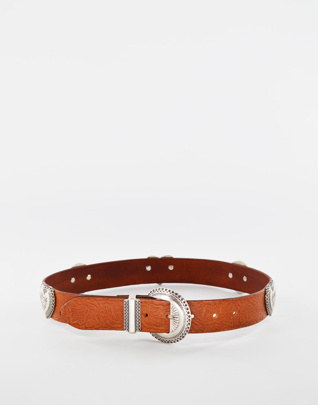 Cintura con Borchie Cuori Cuoio