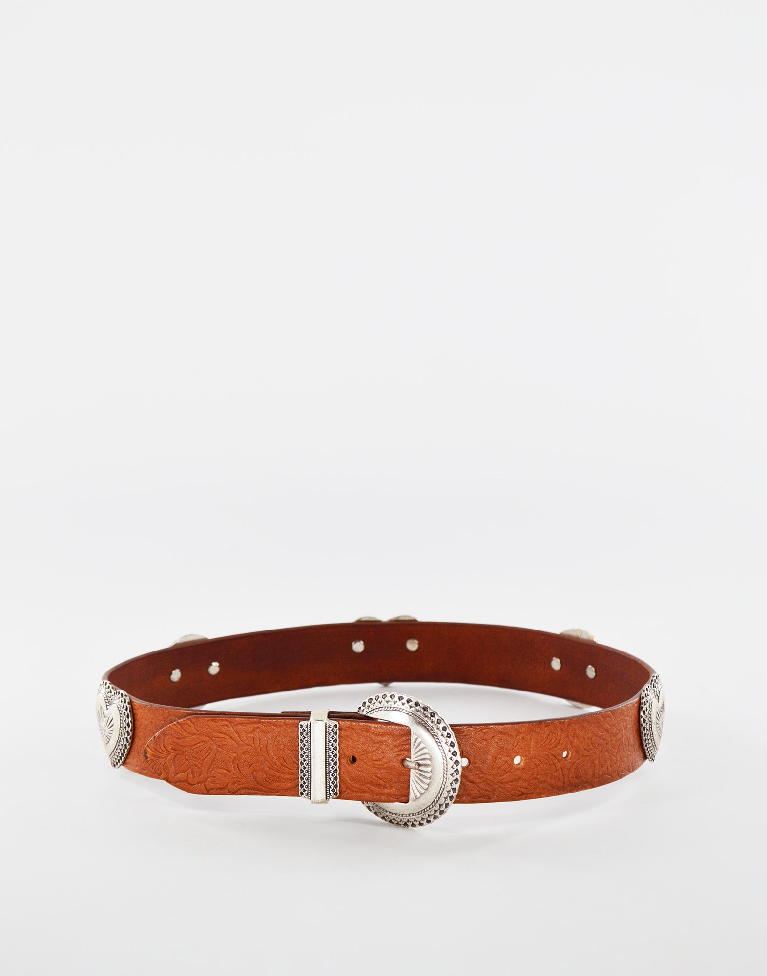 Cintura con Borchie Cuori Cuoio