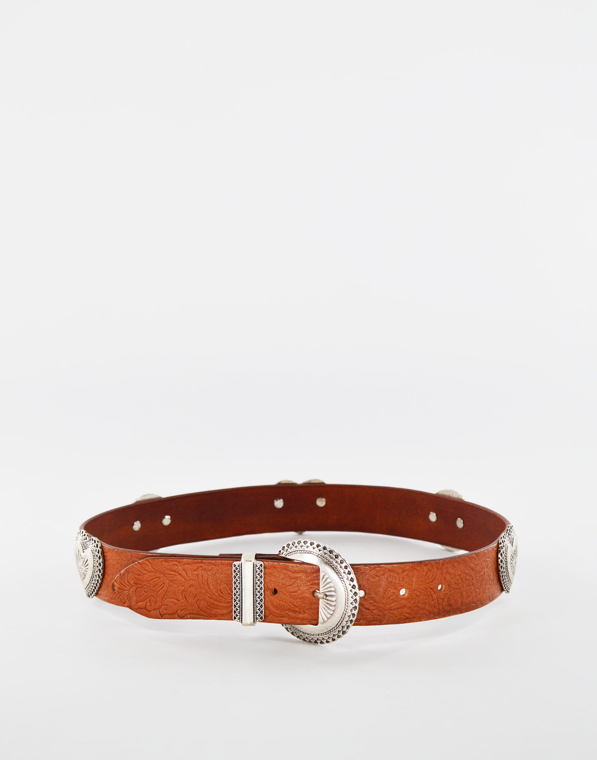 Cintura con Borchie Cuori Cuoio