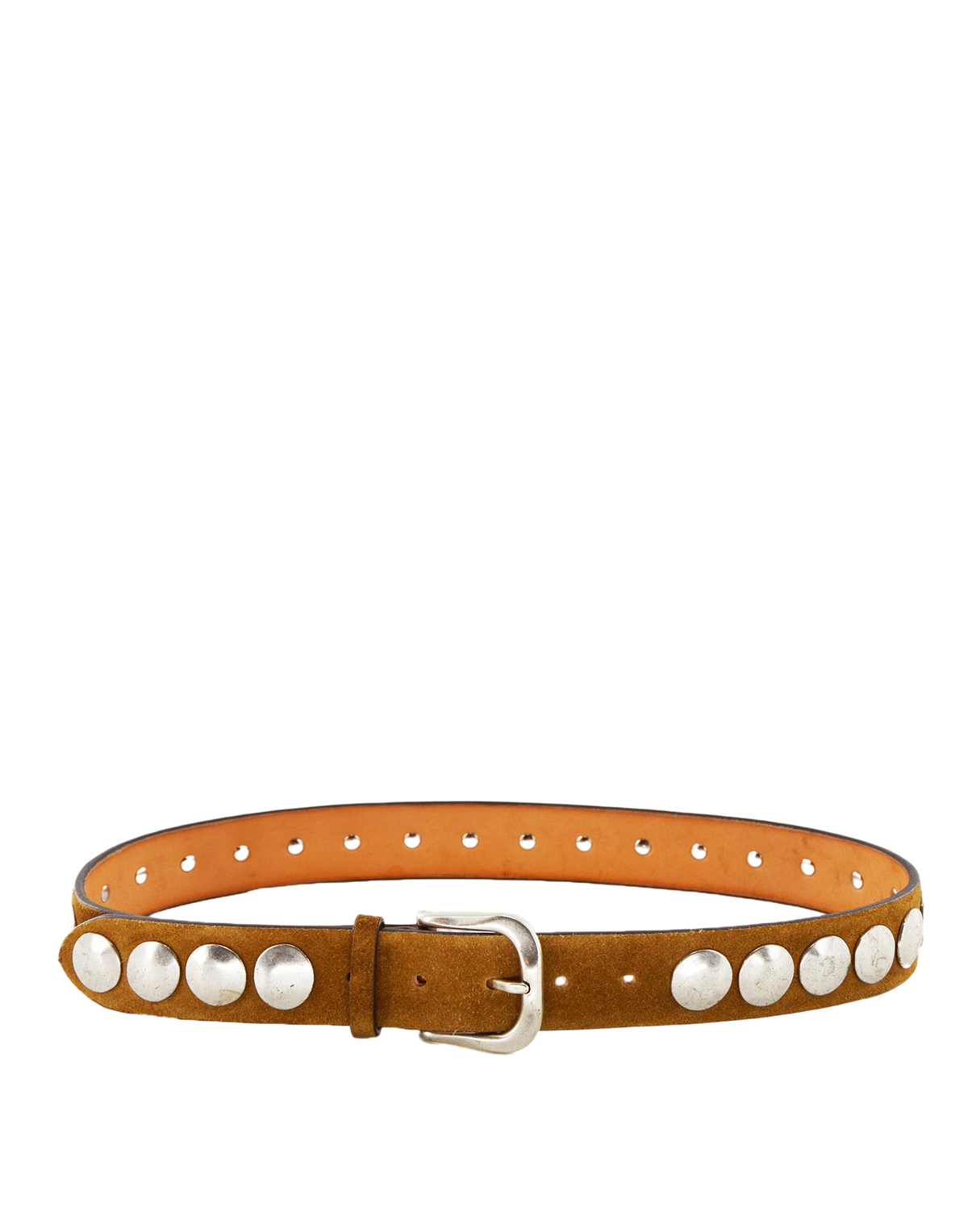 Belt with Round Studs in Crust Leather