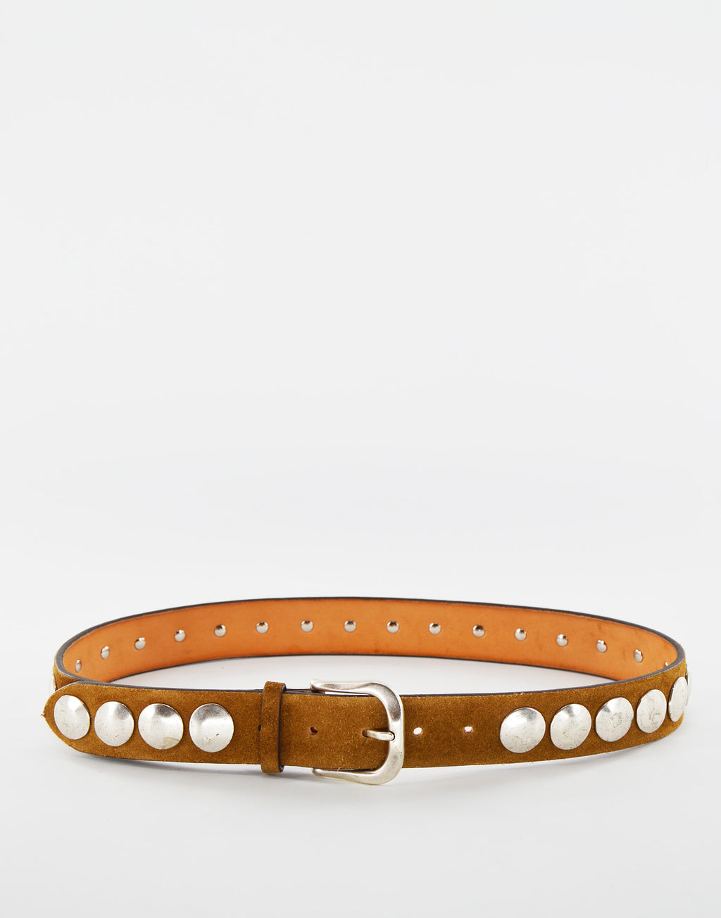 Belt with Round Studs in Crust Leather