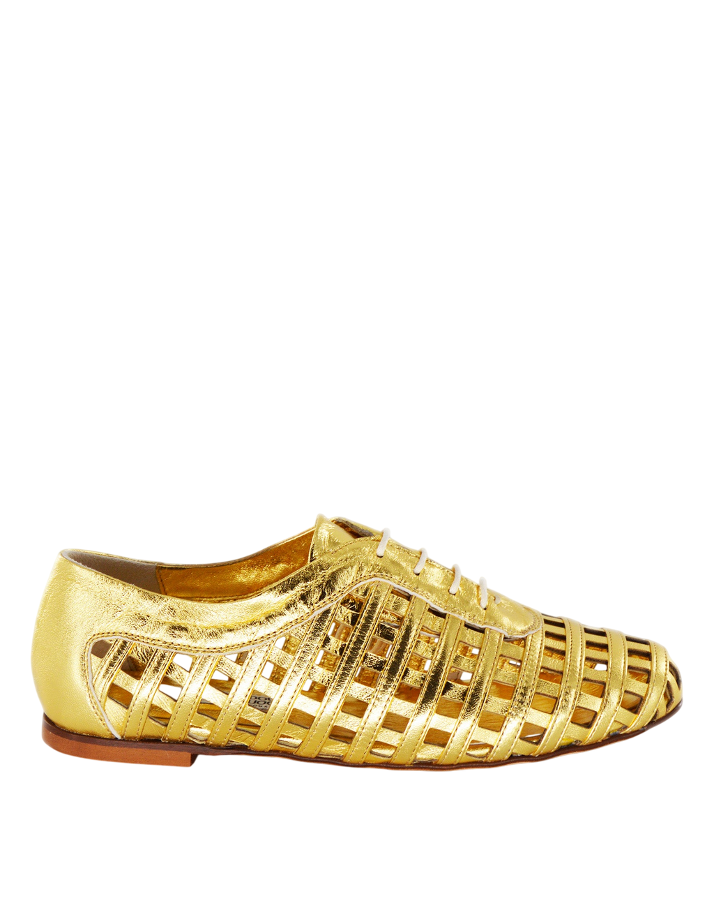 Derby Traforati in Pelle Laminata Oro