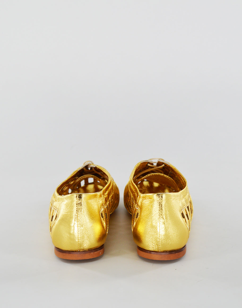 Derby Traforati in Pelle Laminata Oro