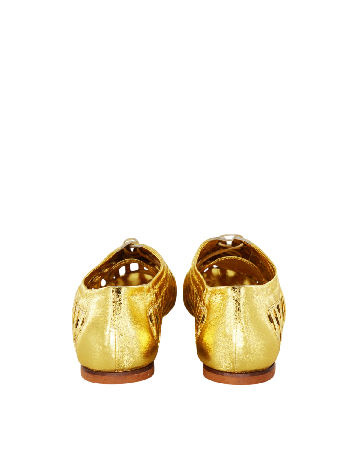 Derby Traforati in Pelle Laminata Oro
