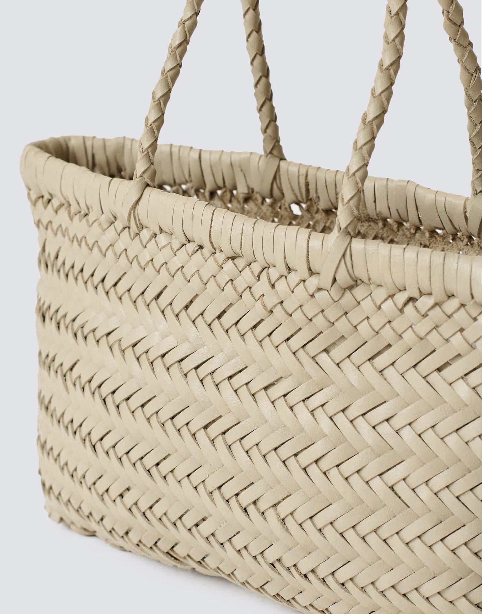 Borsa Carrie in Pelle Intrecciata Beige