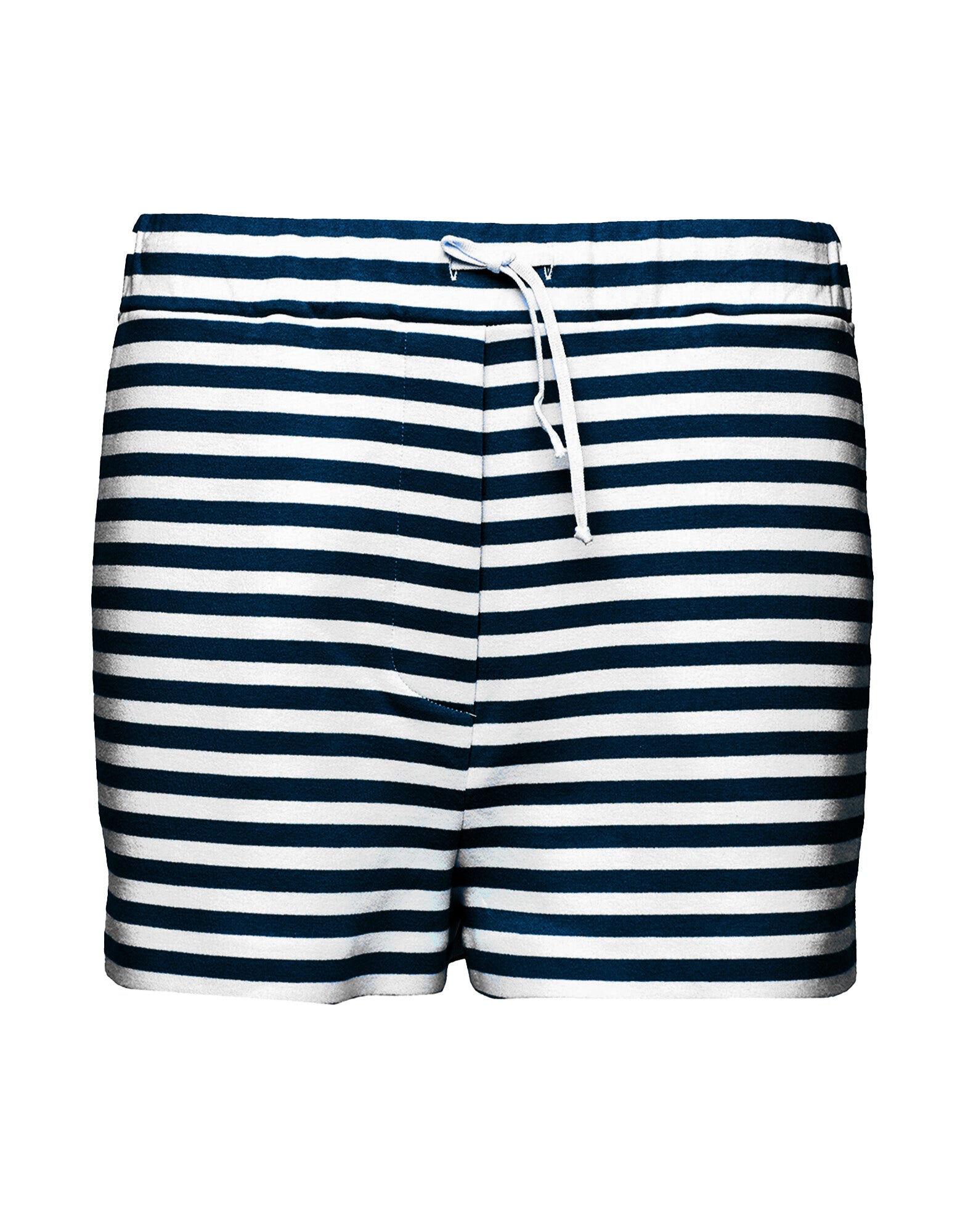 Shorts in Felpa Rigata Sartoriale Blu Navy/Latte