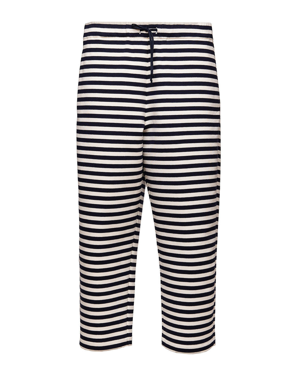 Pantaloni Japan in Felpa Rigata Sartoriale Blu Navy/Latte