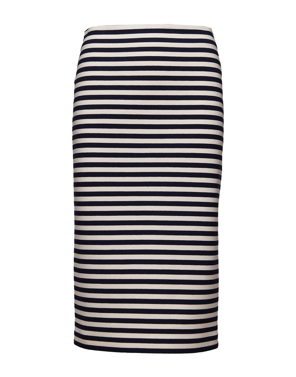 Gonna Longuette in Felpa Rigata Sartoriale Blu Navy/Latte