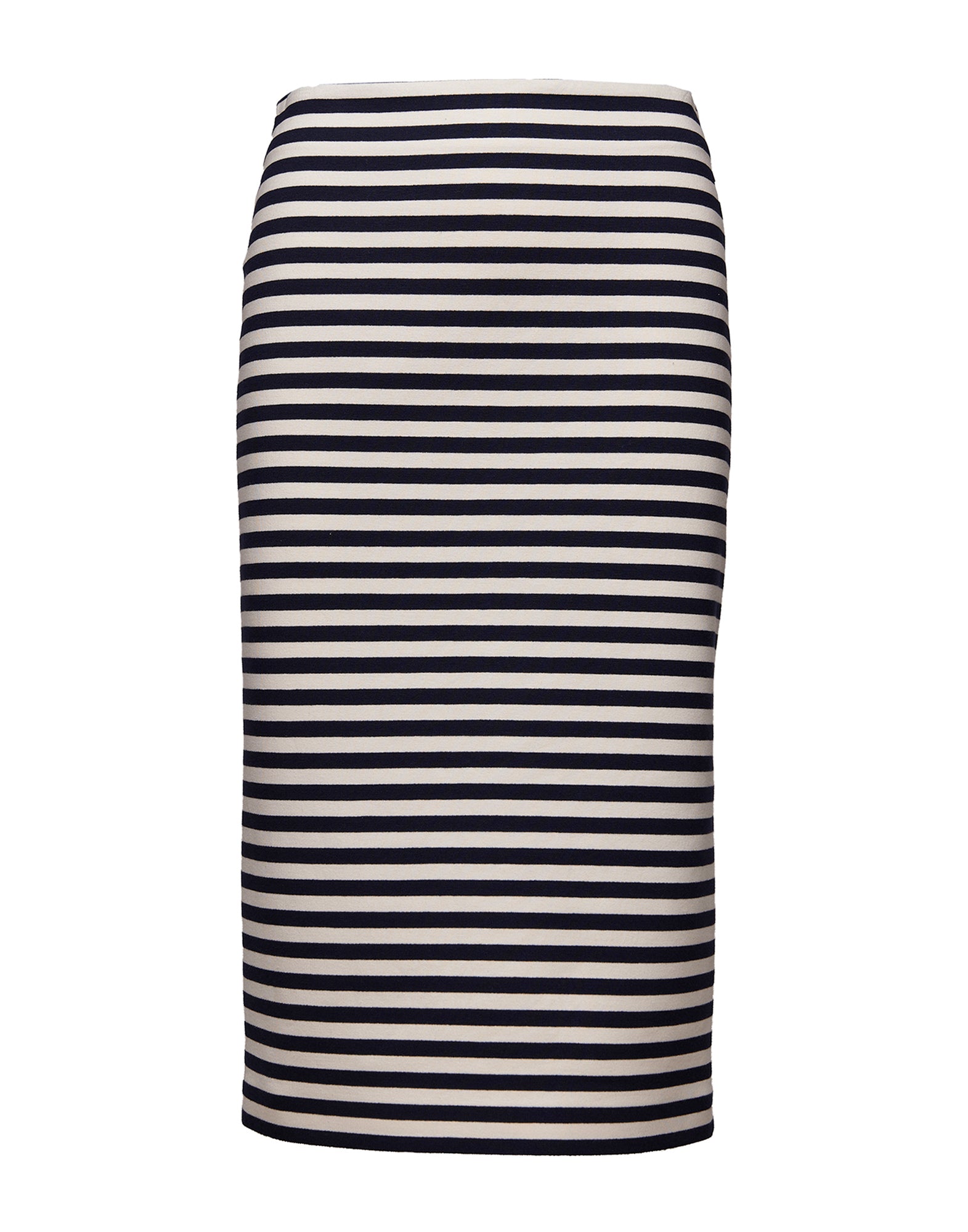 Gonna Longuette in Felpa Rigata Sartoriale Blu Navy/Latte