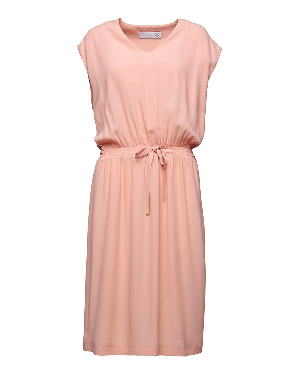 Abito Midi Smanicato in Crepe de Chine Blush