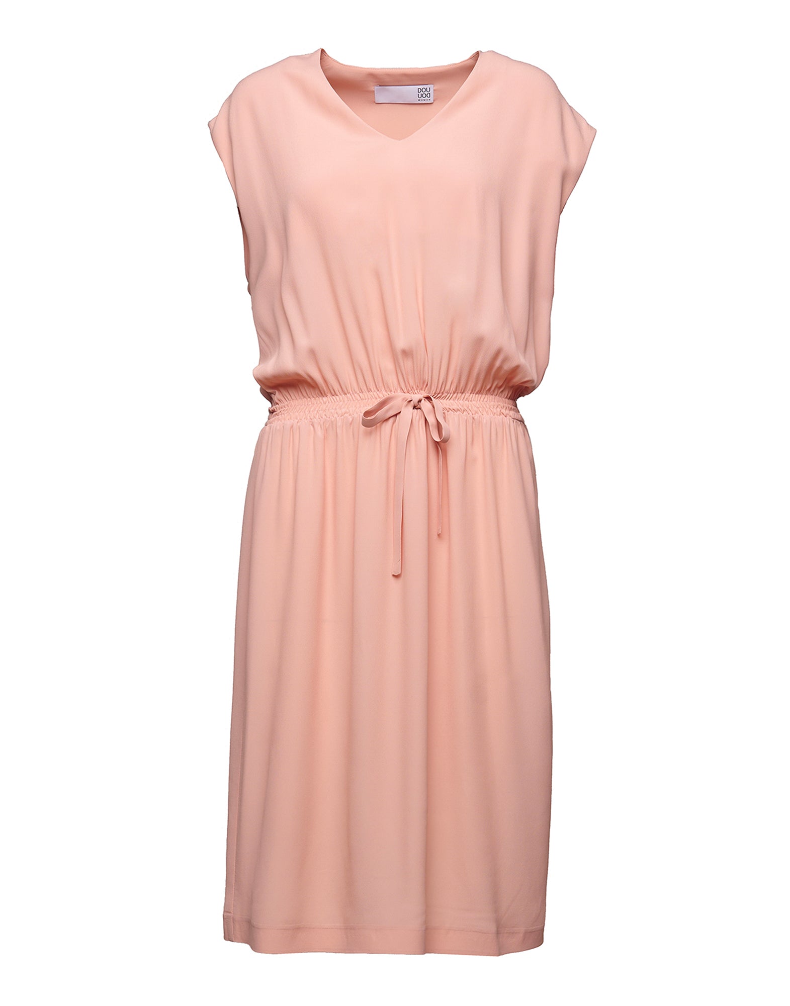 Abito Midi Smanicato in Crepe de Chine Blush