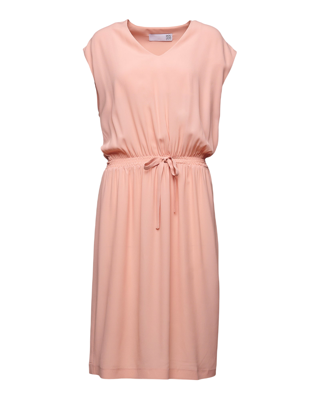 Robe midi sans manches en crêpe de Chine blush