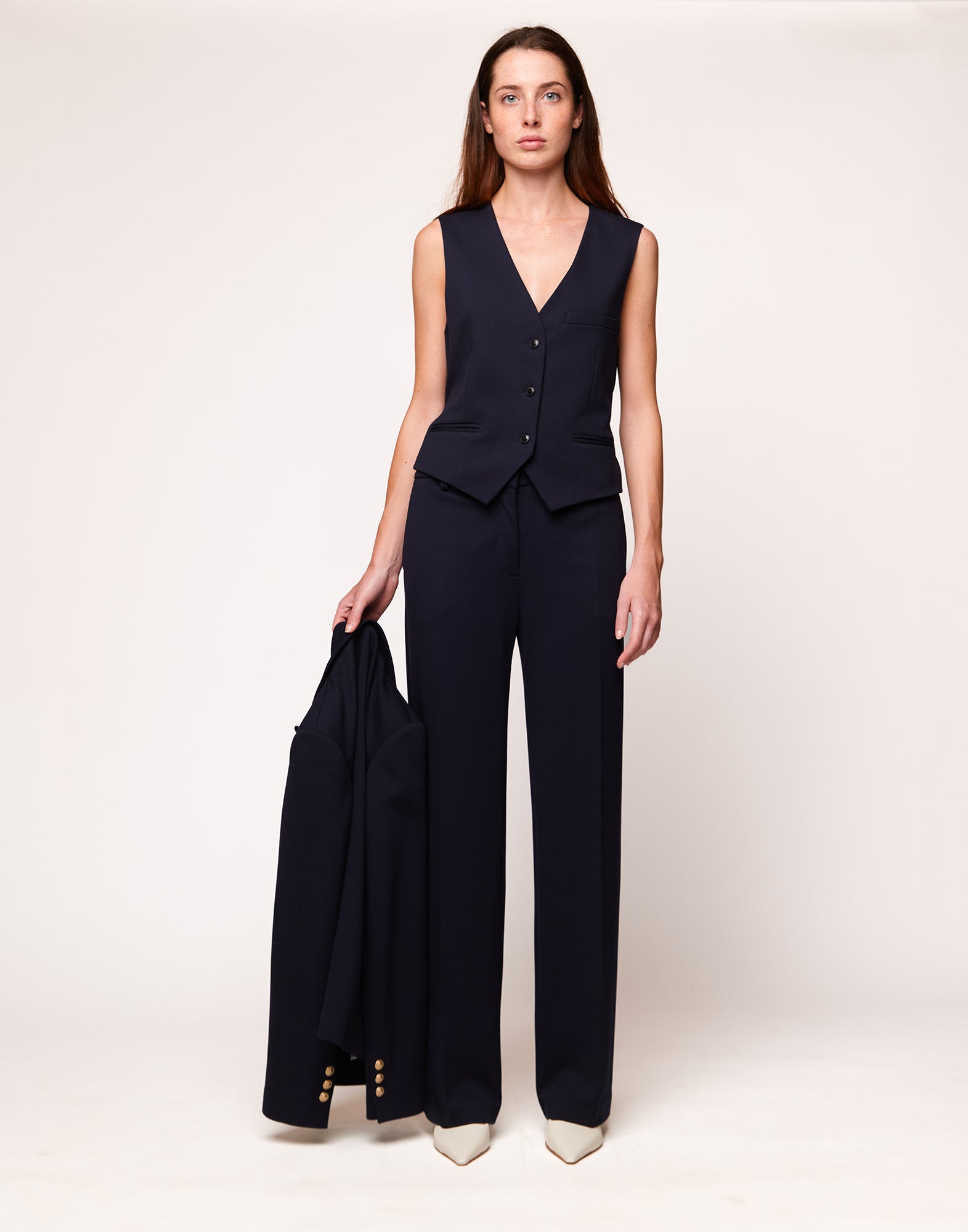 Gilet in Punto Milano Compact Navy Blu