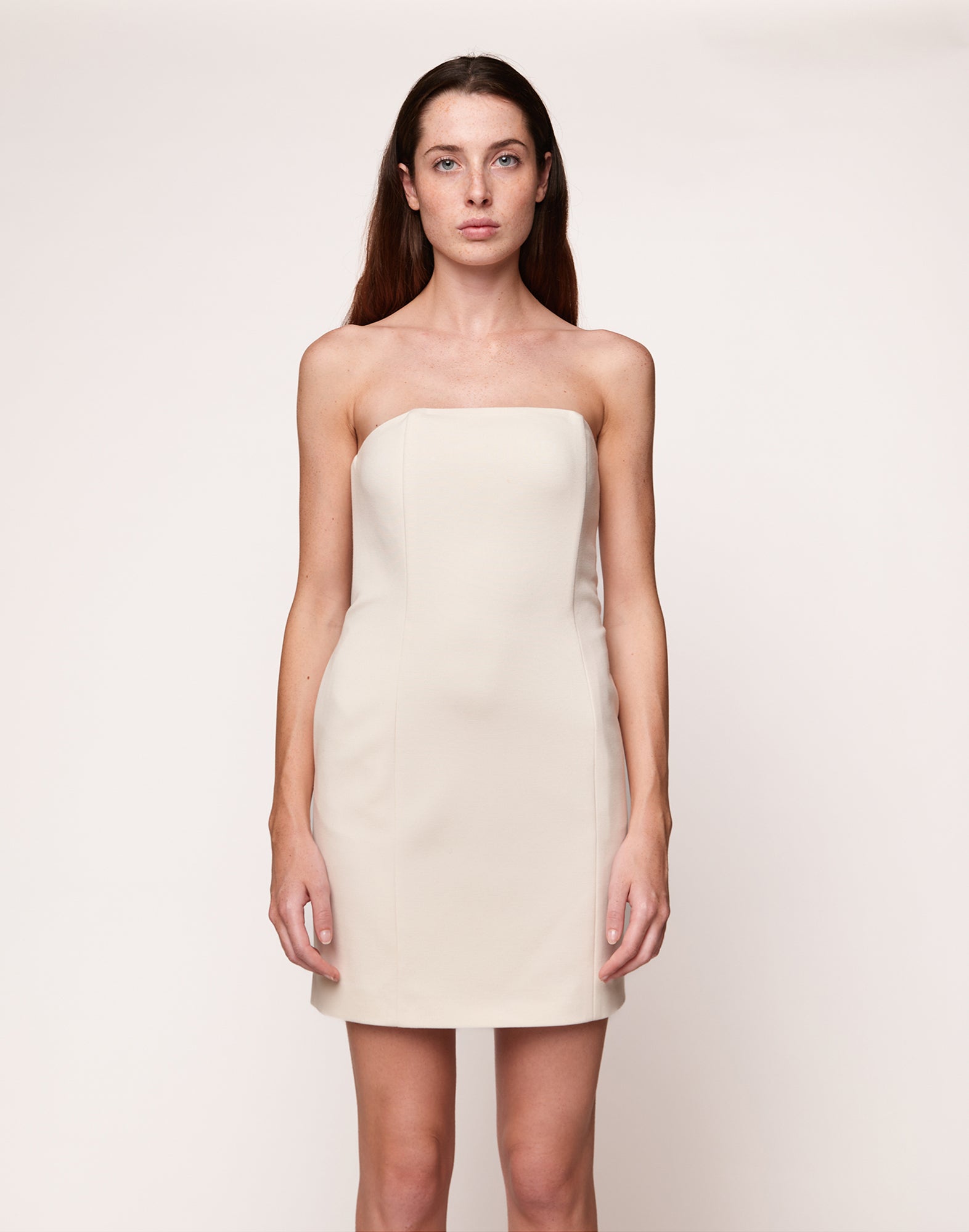 Mini Abito Decollete in Punto Milano Compact Burro