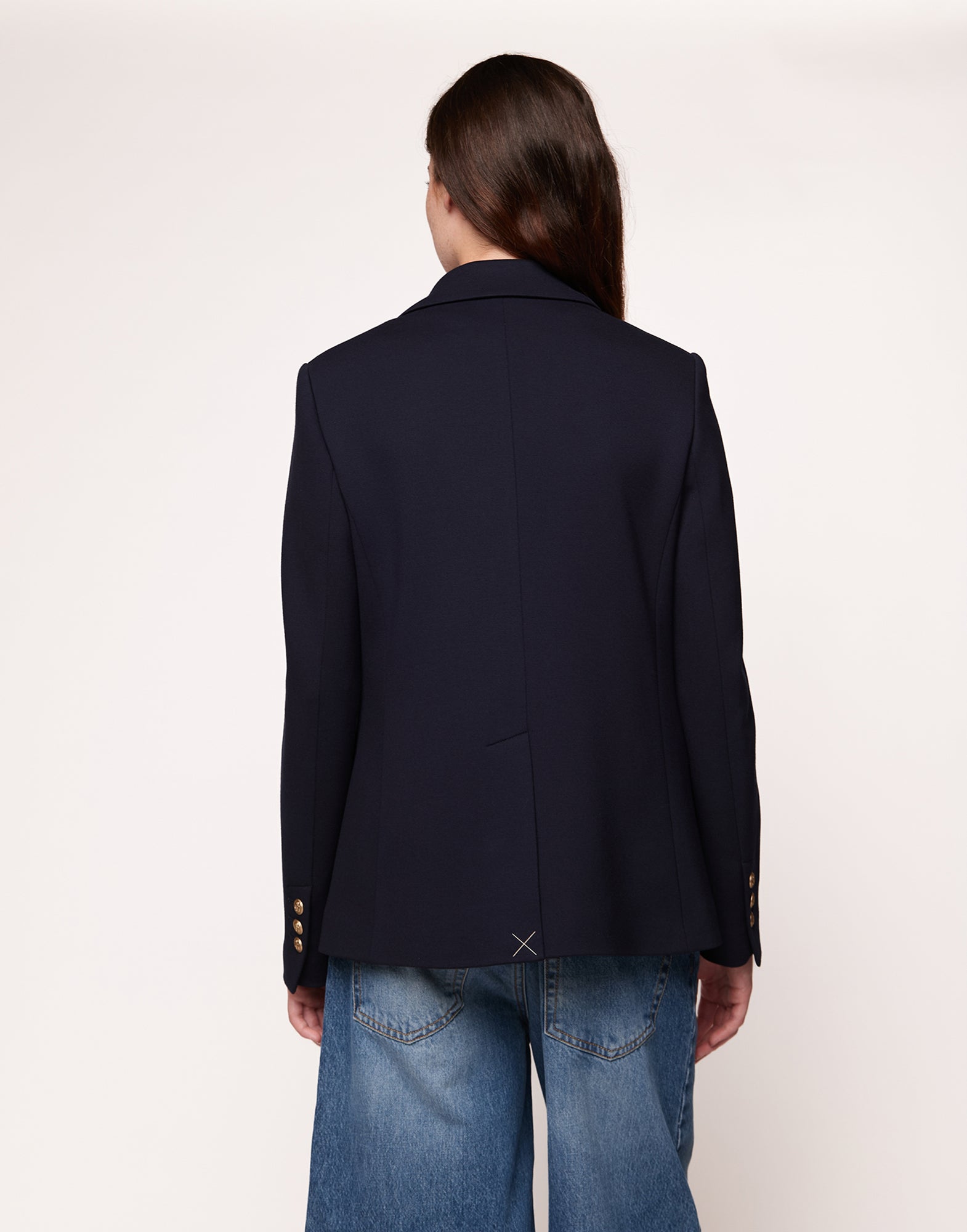 Giacca Doppio Petto in Punto Milano Compact Navy Blu