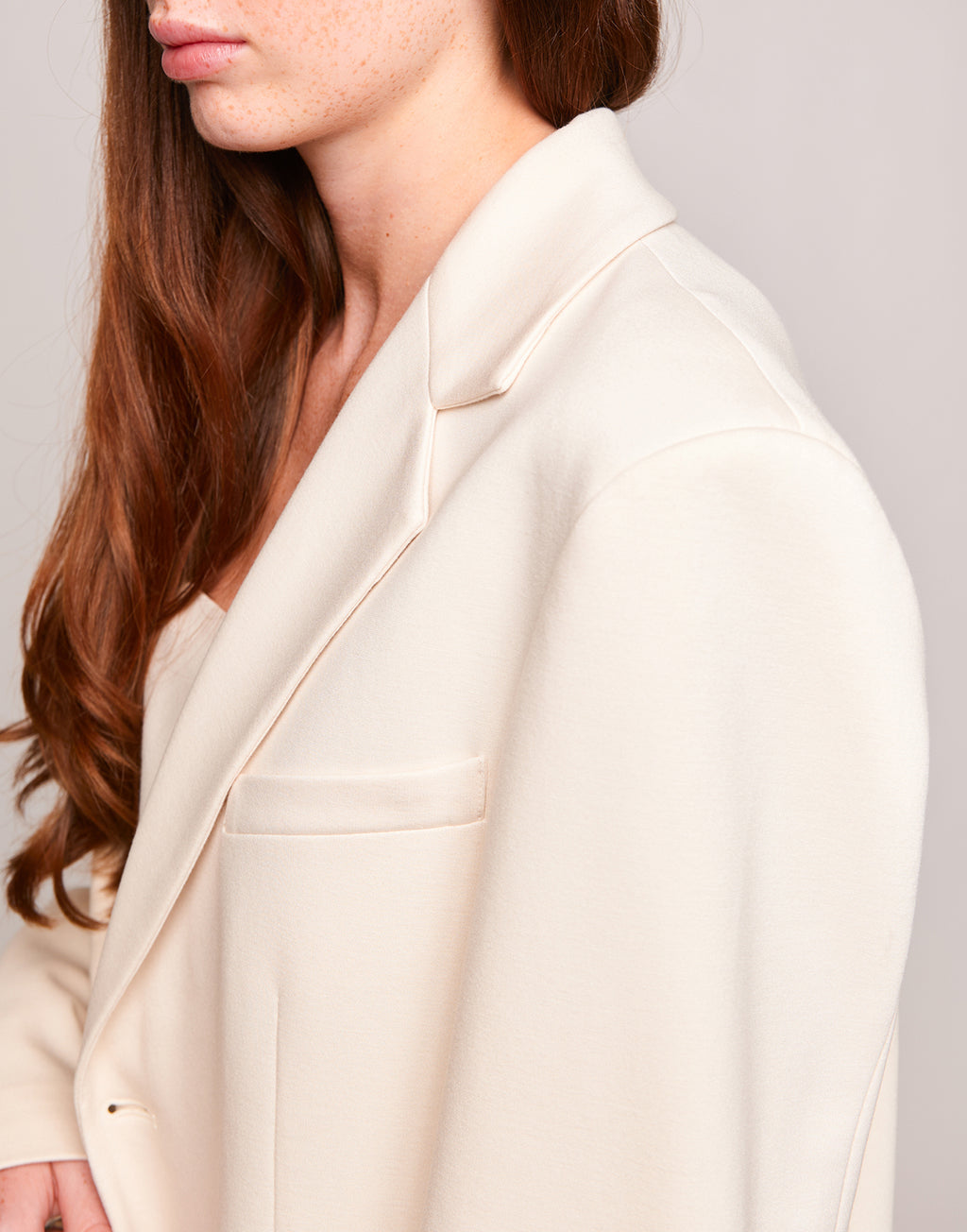 Giacca Over Monopetto in Punto Milano Compact Burro