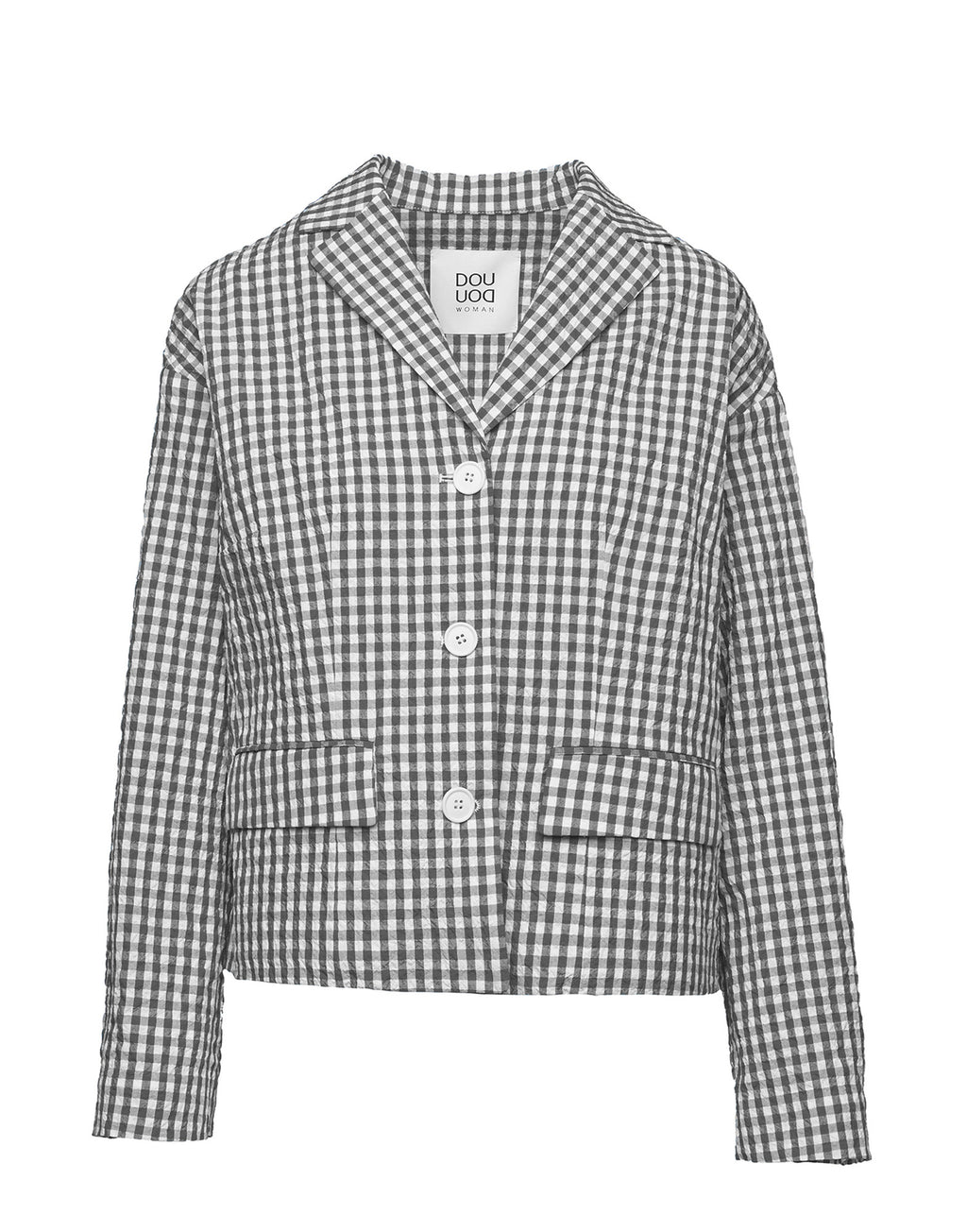 Giacca Destrutturata in Vichy Embossed Off White/Steel