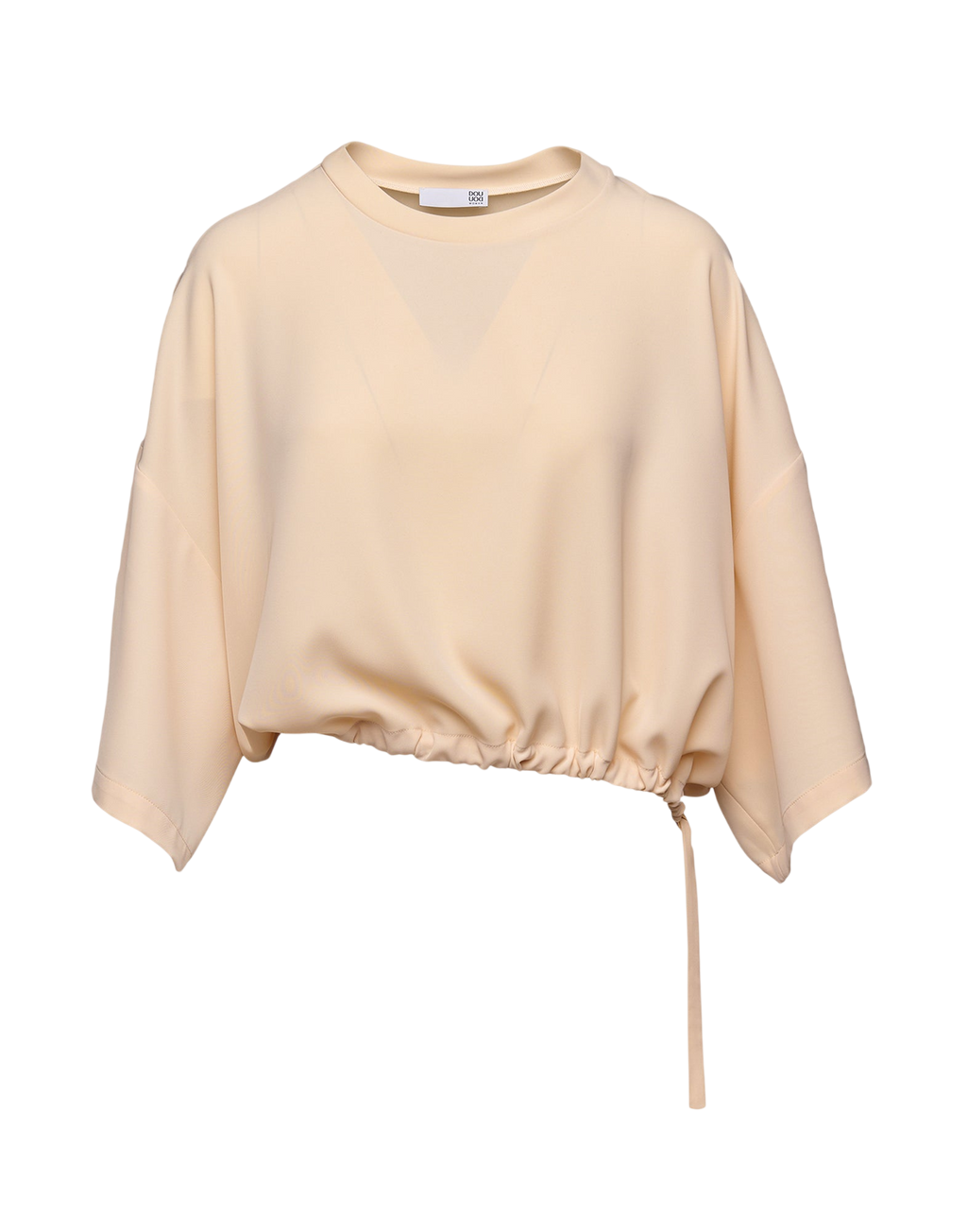 Blouse à encolure ronde en cady fluide vanille